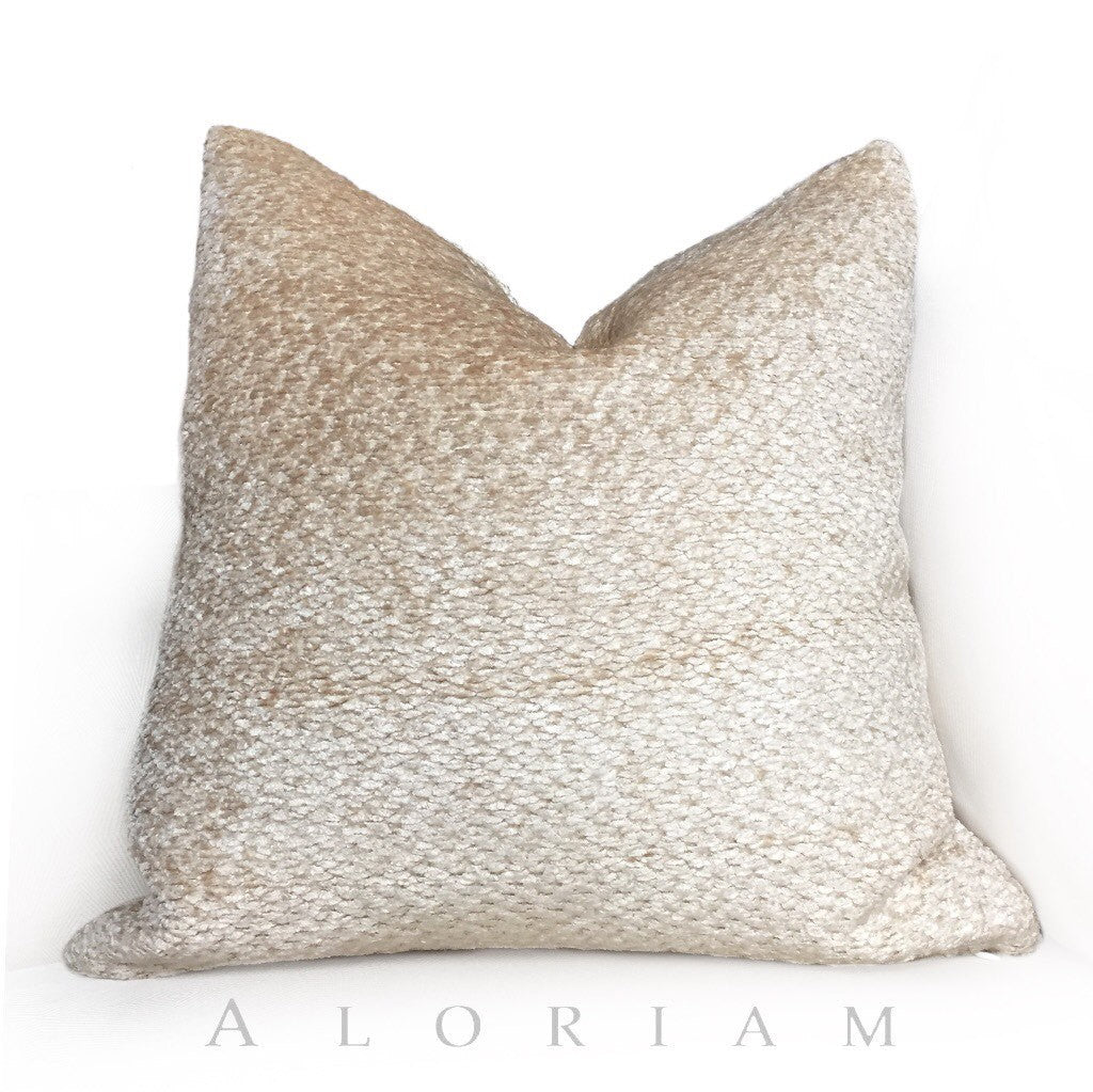 Vanilla Cream Chenille Pillow Cover - Soft Textured Decorative Throw Pillow Case for Sofa, Bed & Couch - Home Decor Accent (18x18 Inches)