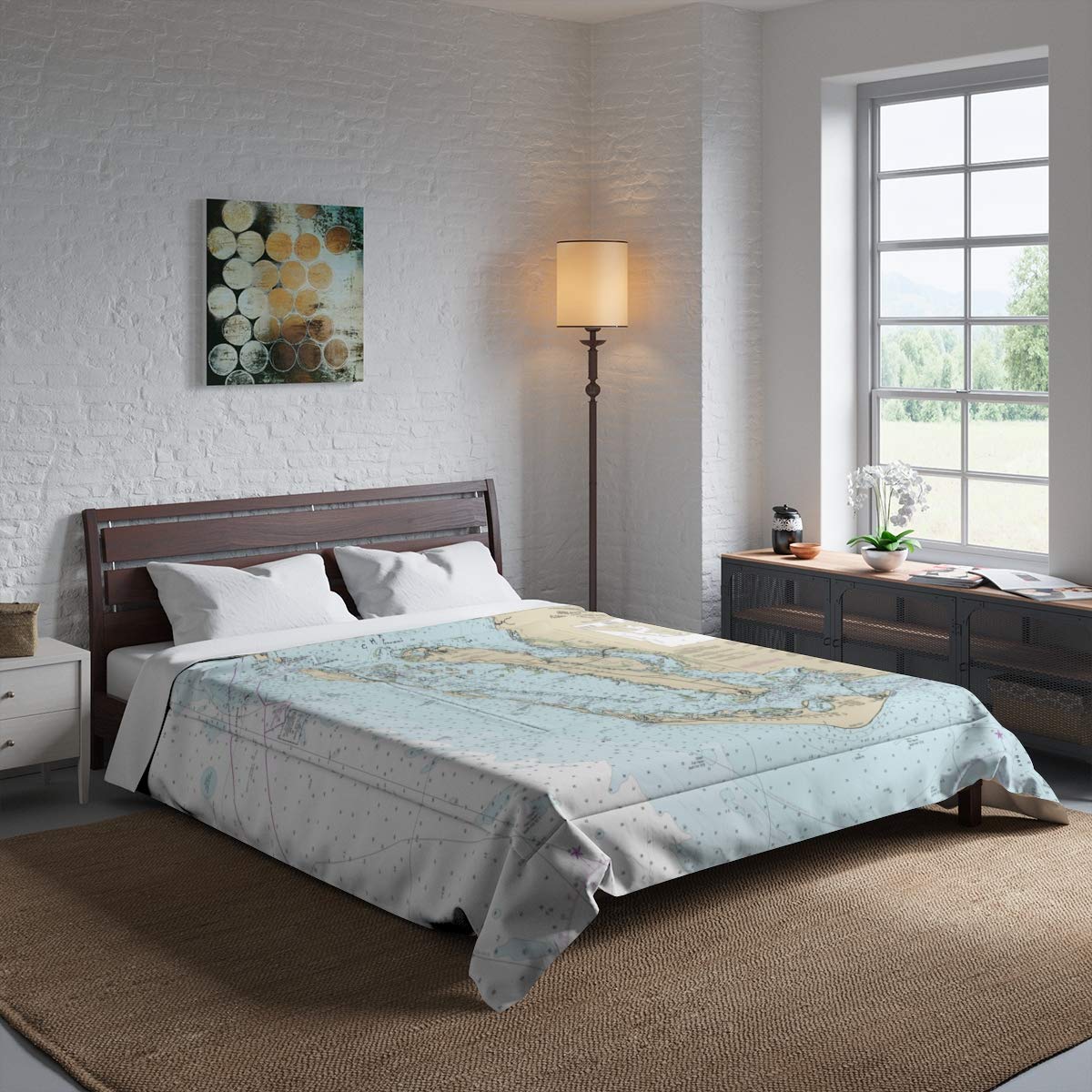 Sanibel Island Captiva Island Pine Island Nautical Chart Twin Size Comforter 68x88 Inches - Coastal Themed Bedding for Beach House, Boat Cabin & Nautical Decor