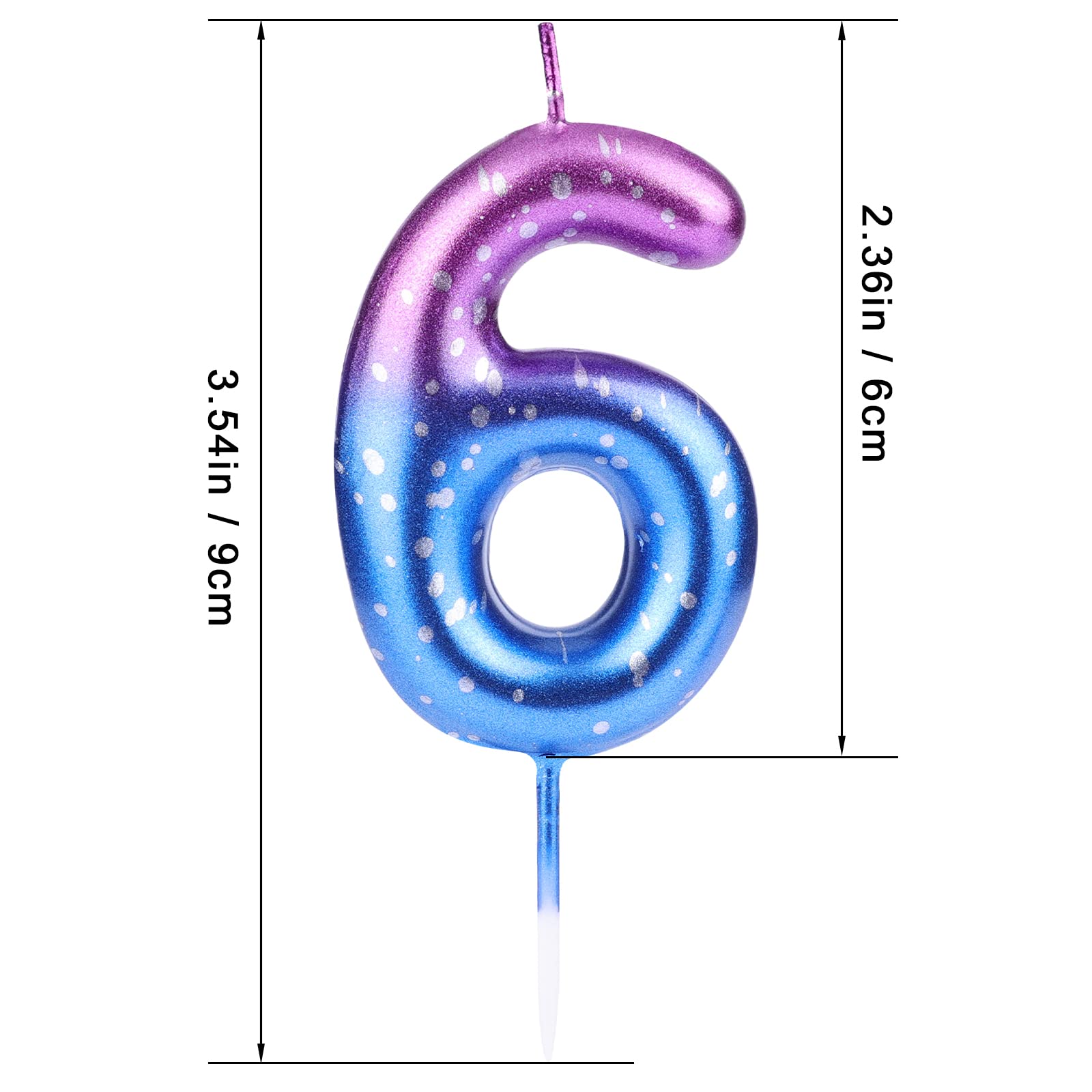 LUTER Purple Blue Gradient Birthday Candles - 6 Pack for Cakes, Parties & Weddings