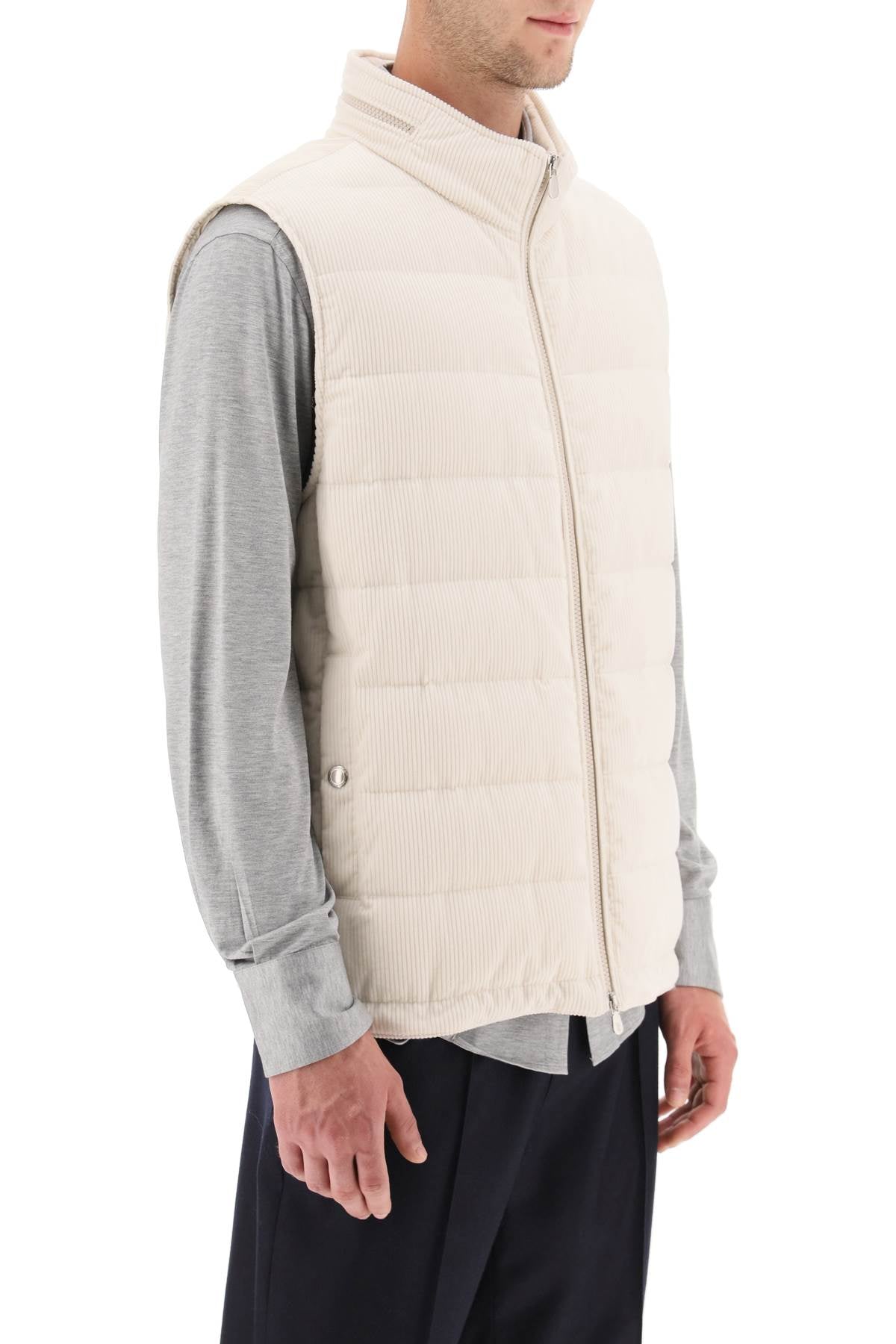 Brunello Cucinelli Corduroy Sleeveless Puffer Vest for Women - Winter Warm Quilted Down Jacket - Casual Outdoor & Travel Fashion