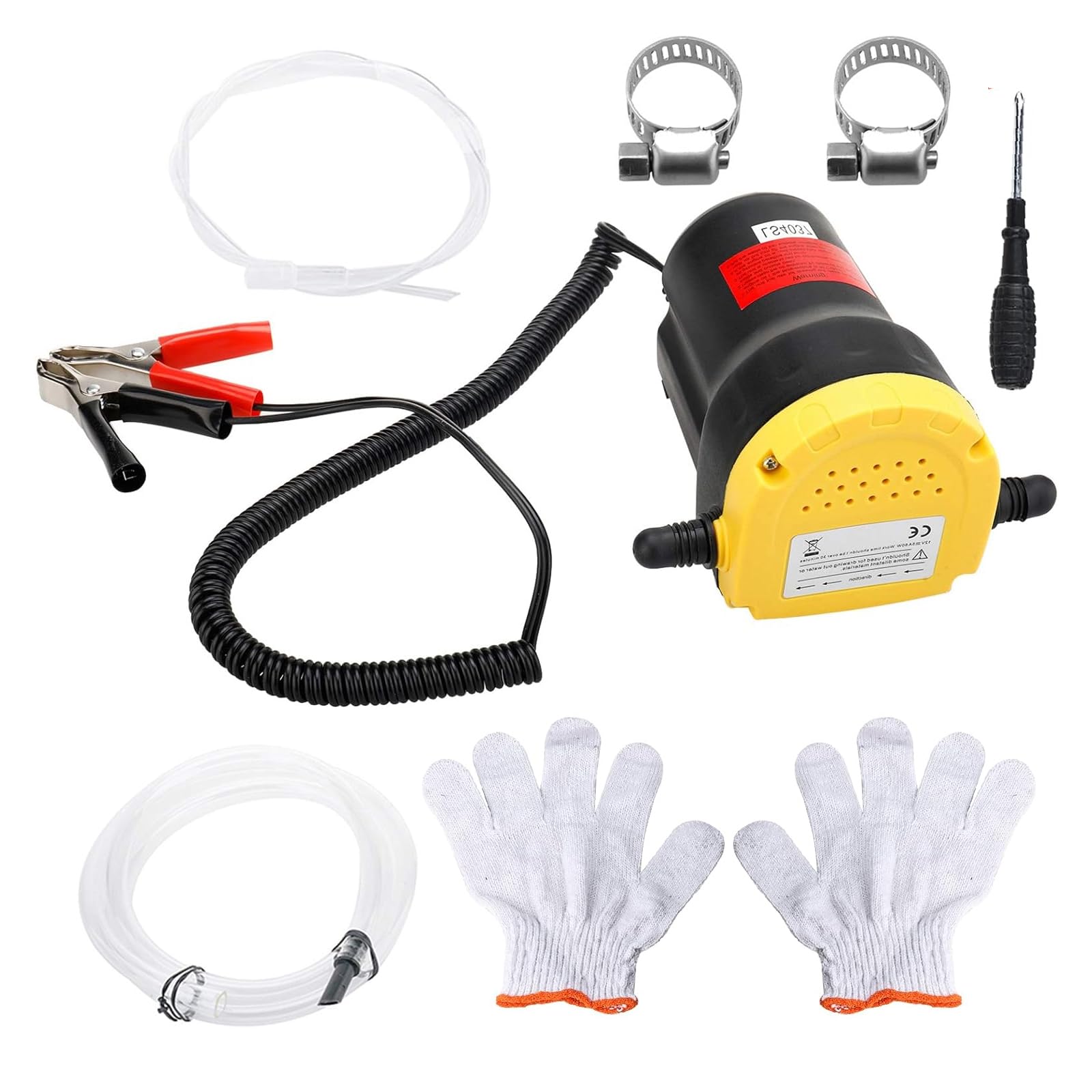 NovelBee 12V 60W Diesel Oil Extractor Pump - Heavy Duty Scavenge Suction Transfer Pump with Hose & Clamps for Engine Oil Change, Marine, RV & Automotive Maintenance