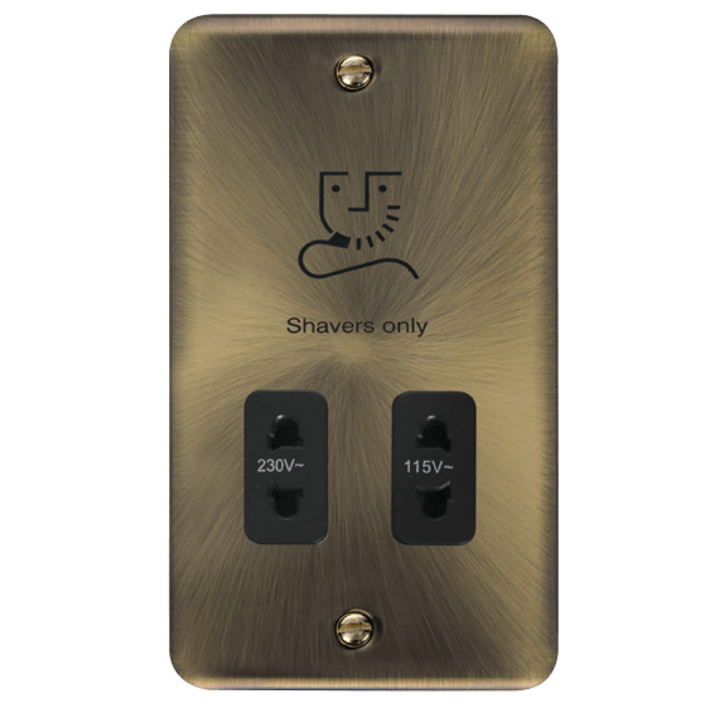 Click Deco Plus Antique Brass Shaver Socket DPAB100BK - Vintage Style Bathroom Electrical Outlet for Electric Razors & Toothbrushes - Perfect for Hotels, Spas & Modern Home Decor