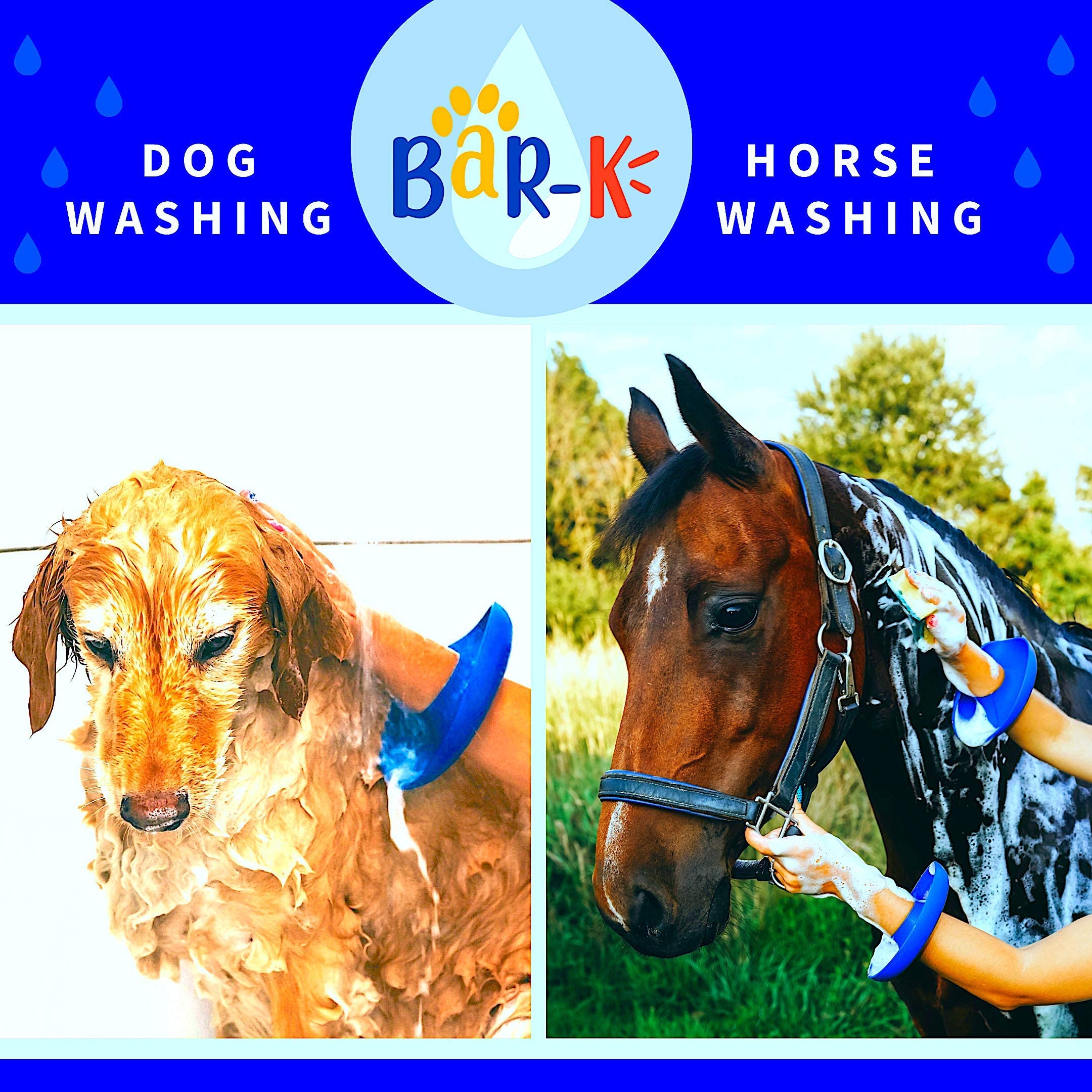 Waterproof Drip Catcher Cuffs for Dogs & Horses - Pet Bathing Accessories for Shower, Bathtub & Grooming Station - 2 Pack Blue Washing Protection Sleeves - Ideal for Dog Grooming, Horse Care & Pet Spa Days
