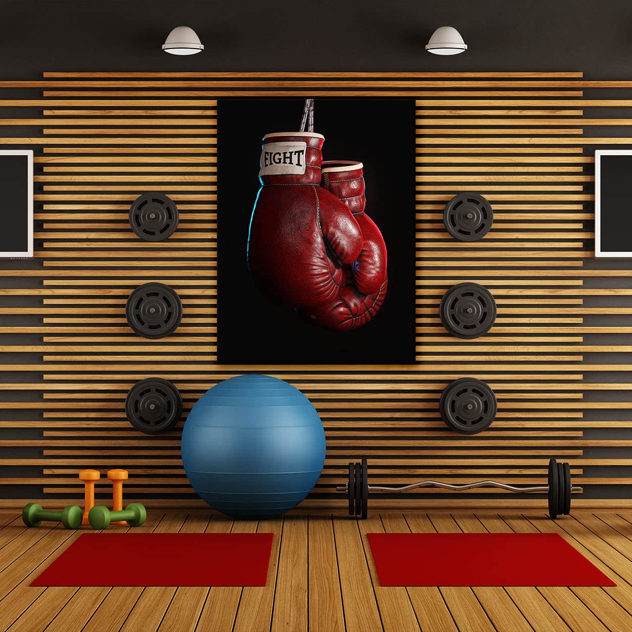 Boxing Gym Wall Art - Red Motivational Canvas Print for Home & Office Decor (30x40 Inches) | Perfect for Fitness Studios, Boxing Gyms & Sports Themed Rooms