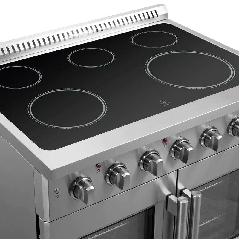 FORNO Galiano 36 Inch Stainless Steel French Door Electric Range with Convection Oven - FFSEL6917 36 | Perfect for Modern Kitchens, Baking & Family Cooking