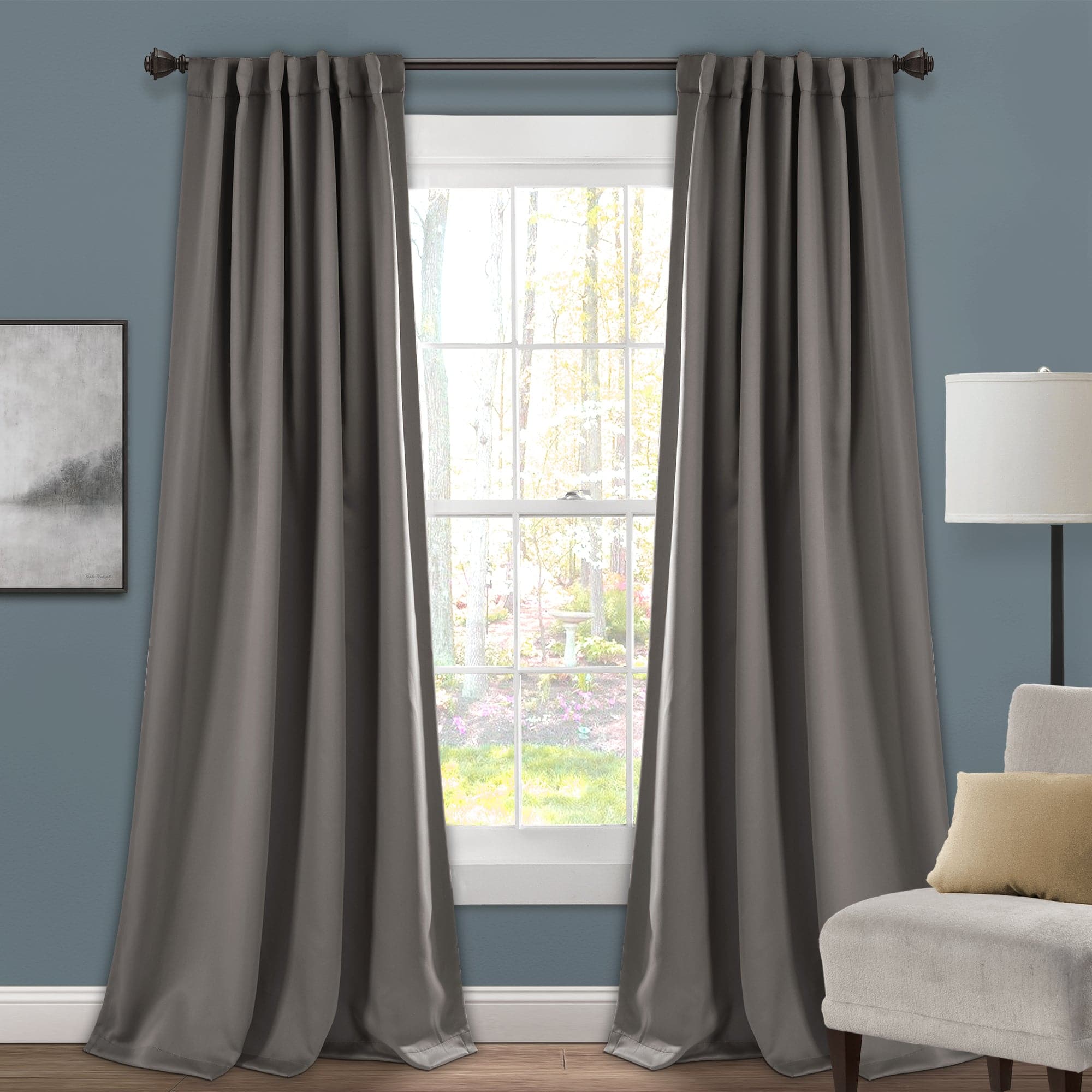 Blackout Curtain Panels with Insulated Back Tab - Thermal & Noise Reducing Room Darkening Drapes for Bedroom, Living Room & Nursery - Set of 2 Panels