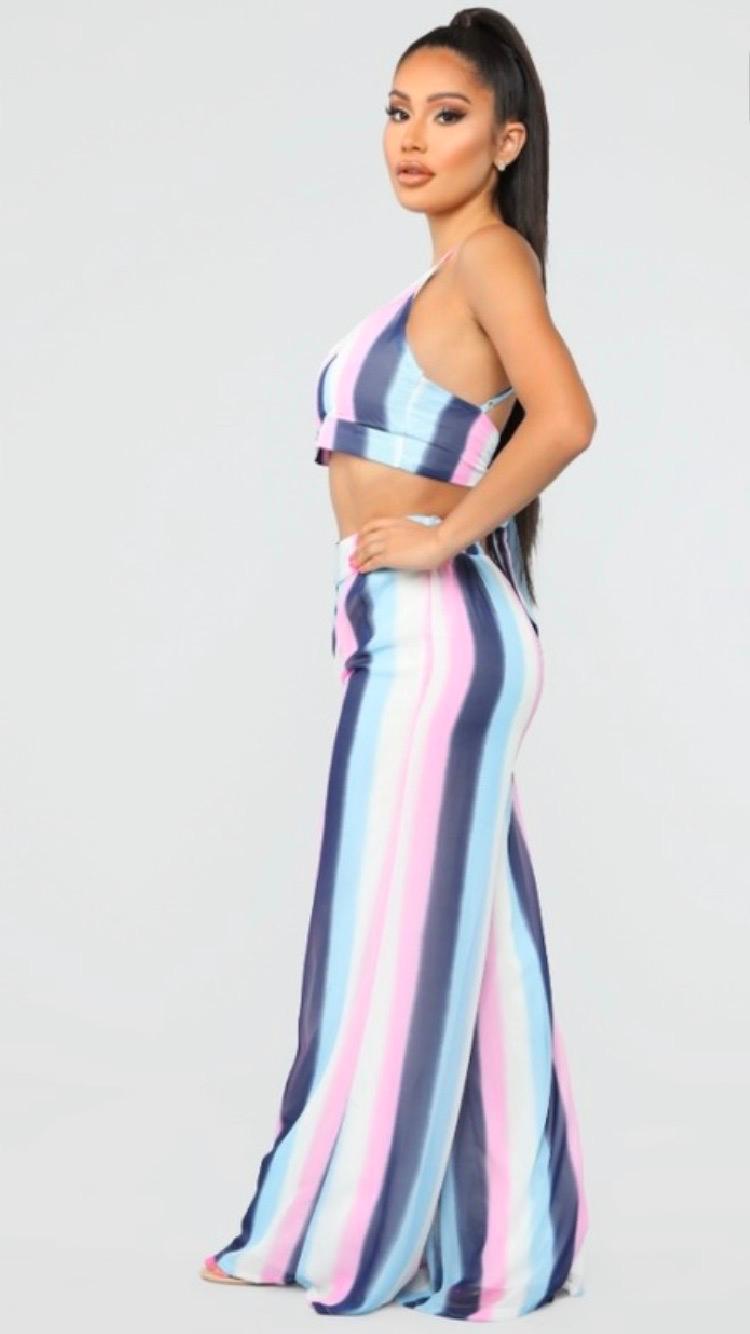 Resort Ready 2 Piece Palazzo Pant Set - Women's Flowy Wide Leg Lounge Pants & Top Outfit for Vacation, Beach, Yoga & Casual Wear
