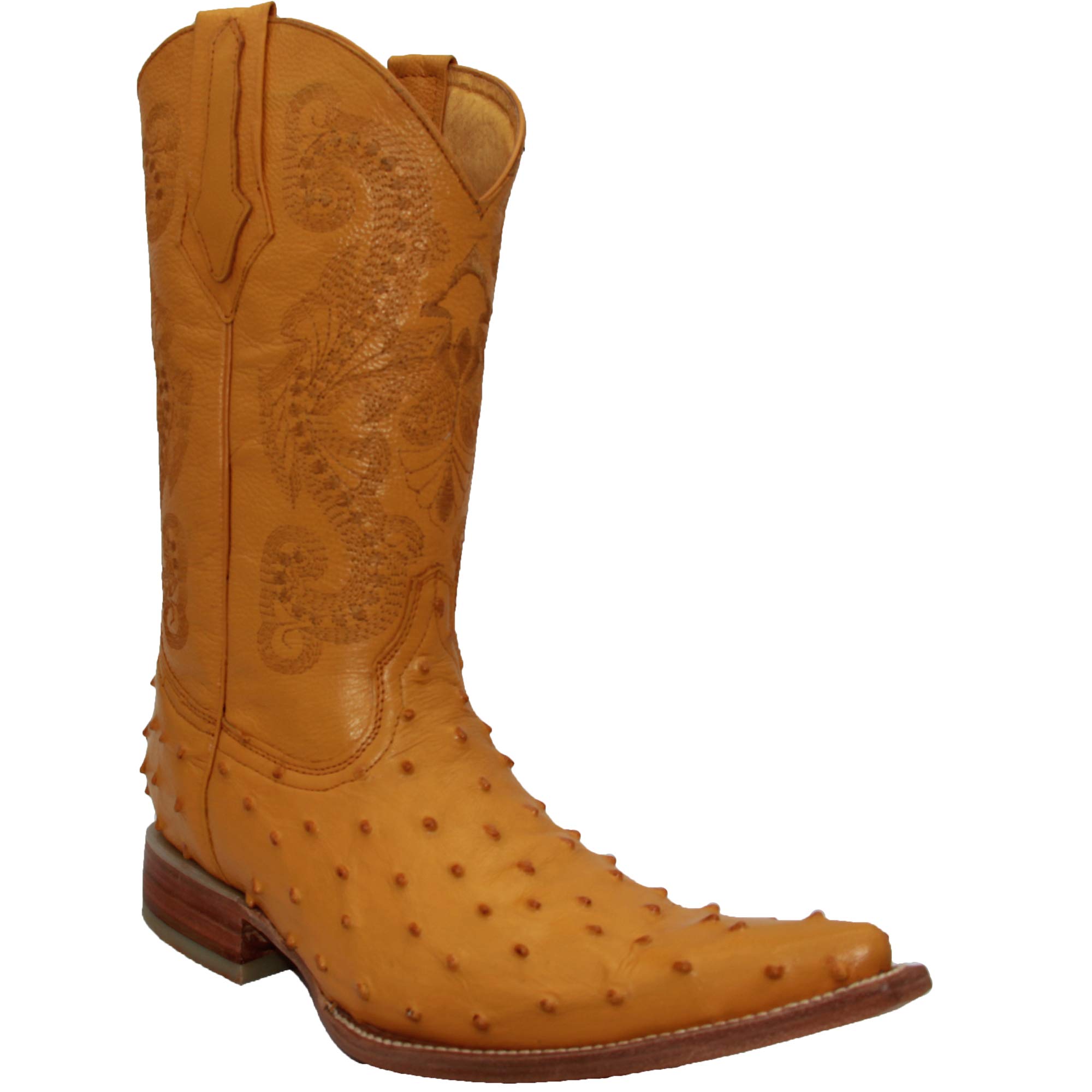 Men's Genuine Leather Cowboy Boots with Embossed Ostrich Quill Print - Western Style Riding Boots for Country Music Festivals & Rodeo Events
