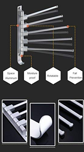 MOCOFO RV Bathroom Towel Rack - 4-Bar Swing Out Wall Mounted Towel Holder, Space Saving Aluminum Steel Folding Organizer for RV, Small Bathroom & Laundry Room - Perfect for Tight Spaces & Closet Organization