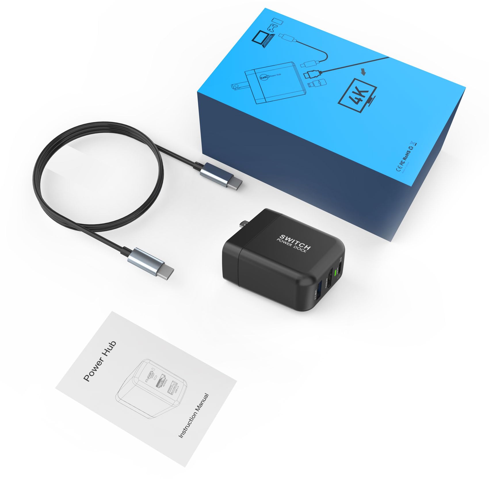 Mirabox 36W Portable TV Docking Station for Nintendo Switch - 4K@60Hz HDMI, USB 2.0 & PD USB-C Fast Charging Ports - Includes Full-Featured USB-C Cable - Perfect for Gaming on TV or Travel Charging