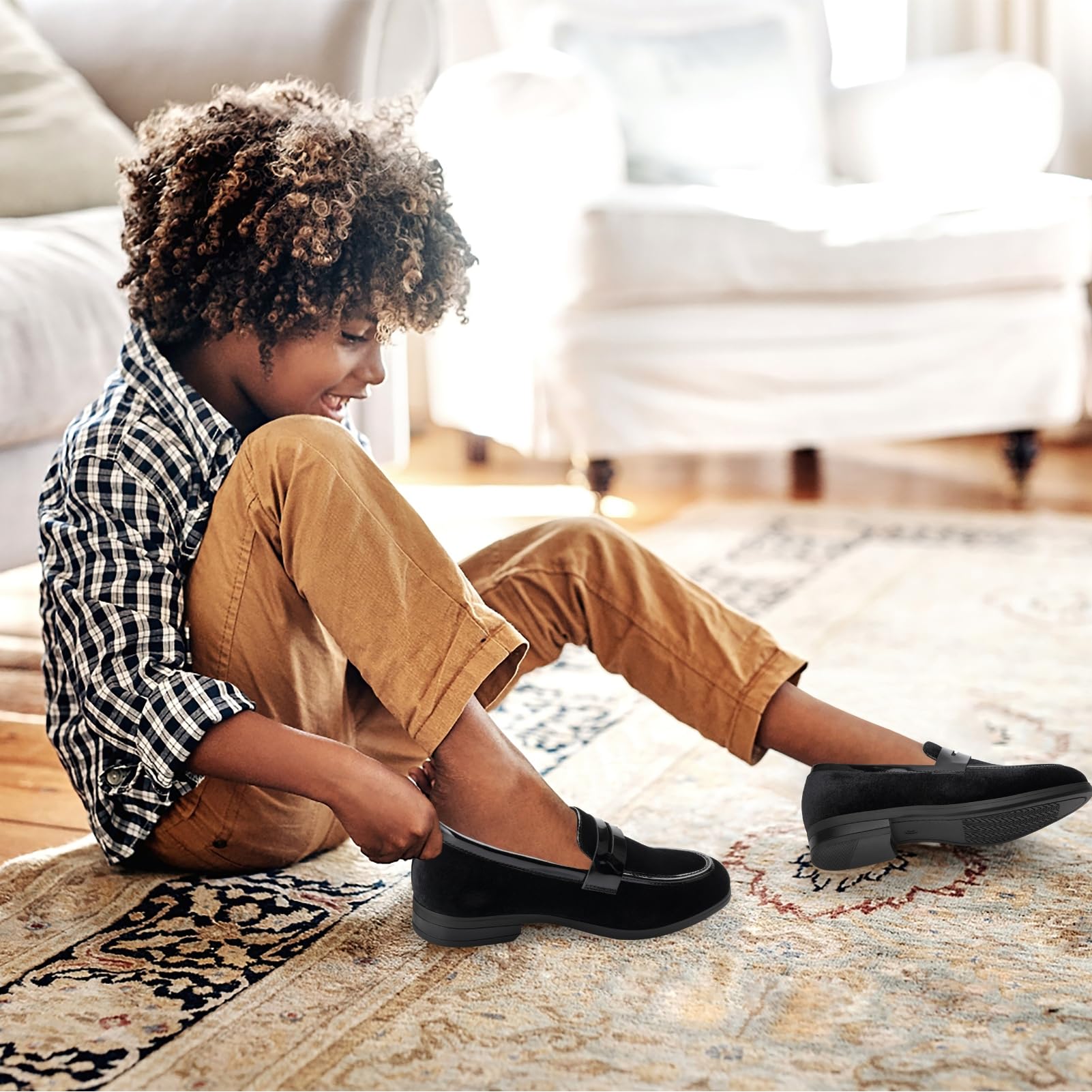 JITAI Boys Velvet Slip-On Loafers - Formal Dress Shoes for Weddings, Parties & Special Occasions - Comfortable Kids Dress Shoes for School Events & Holidays
