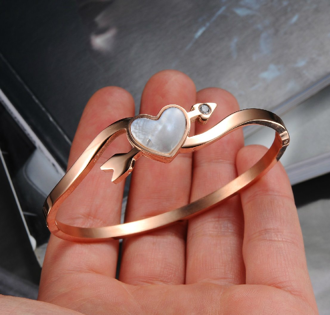 Rose Gold Plated Heart & Arrow Crystal Bracelet for Women - Elegant Jewelry Gift for Valentine's Day, Anniversary & Special Occasions