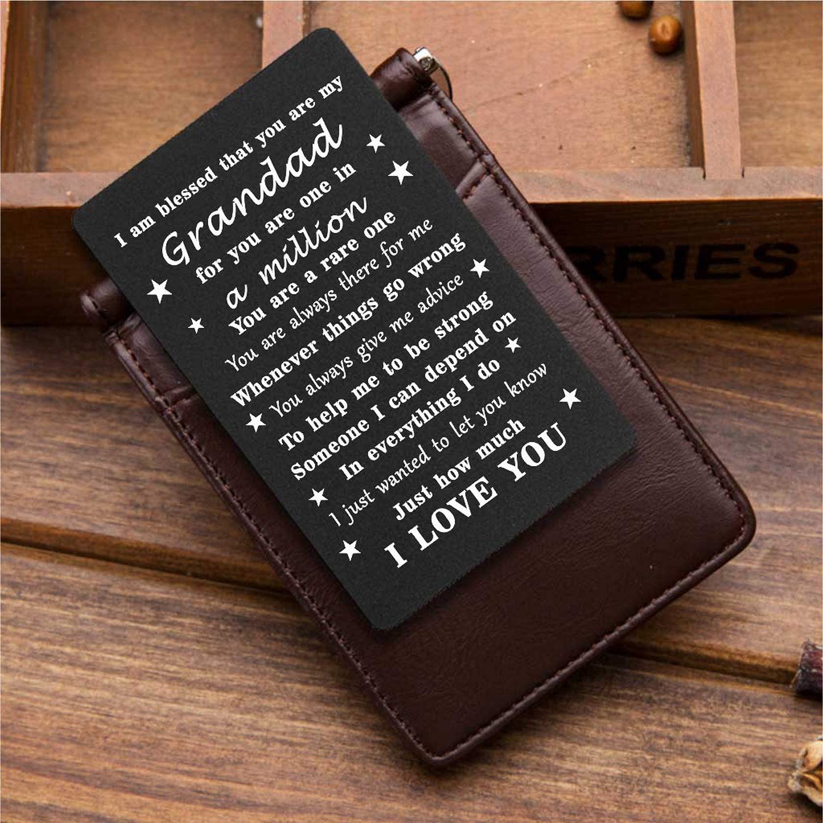 Personalized Engraved Wallet Card for Grandpa - Best Grandfather Gift from Grandkids for Birthday, Christmas & Father's Day - Heartfelt Keepsake for Special Occasions