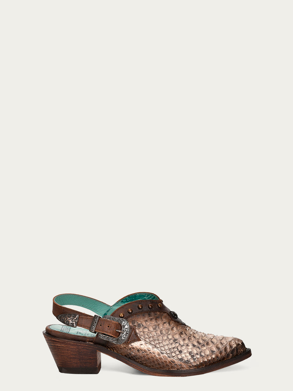 Genuine Natural Python Pointed Toe Women's Shoes with Studs - Stylish & Comfortable for Parties, Weddings & Evening Events