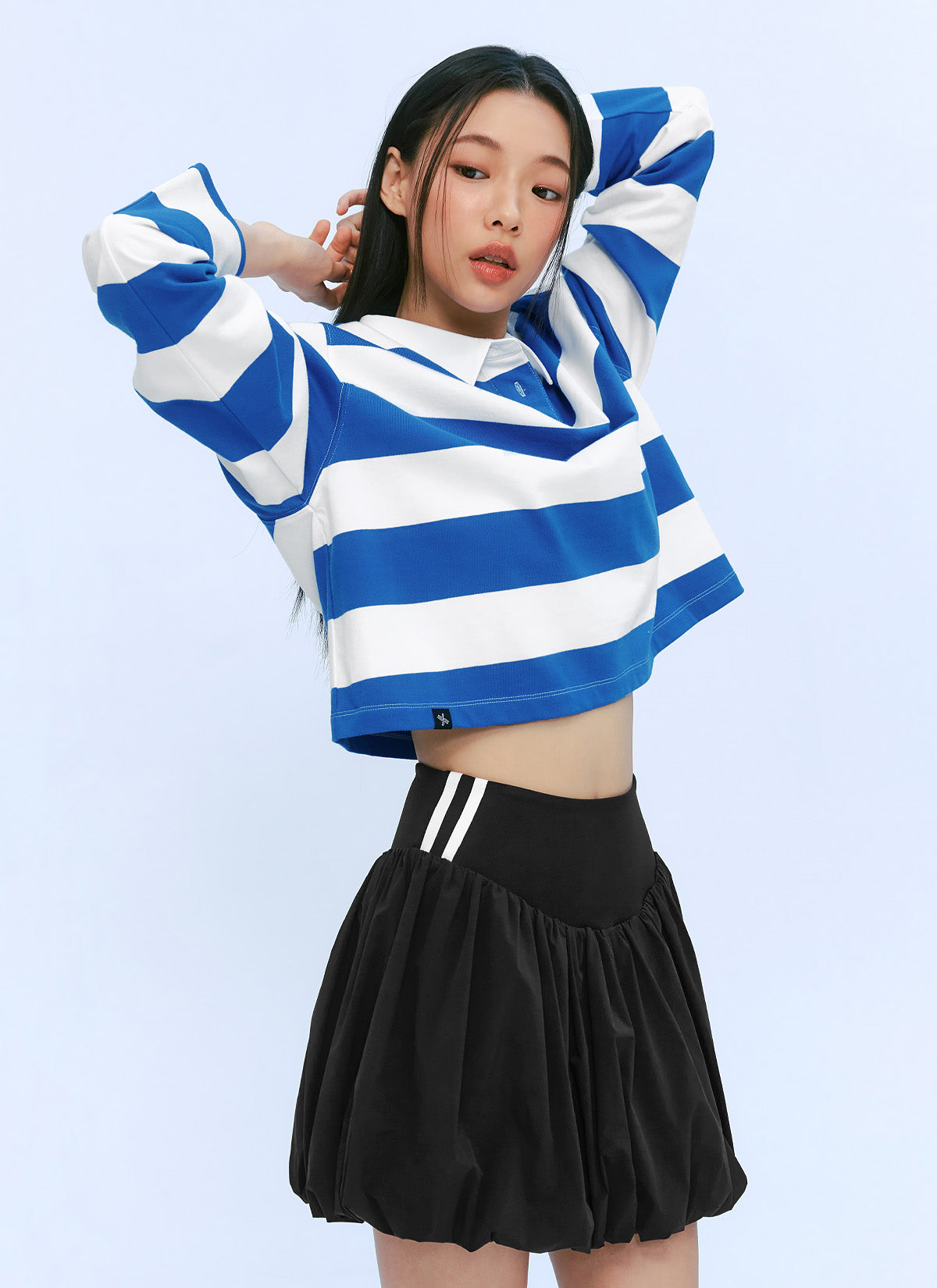 Trendy Stripe Over Fit Crop Long Sleeve Top for Women | Fashionable Workout & Casual Wear | Perfect for Yoga, Gym & Everyday Outfits