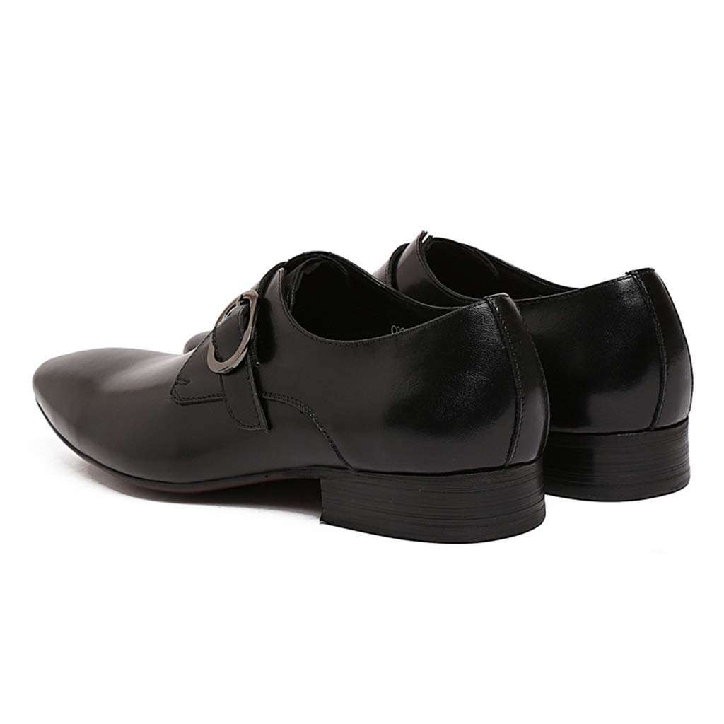 Premium Men's Business Leather Dress Shoes - Classic Buckle Monk Strap Formal Shoes for Wedding, Banquet & Office (Genuine Cowhide, Black, Size 43/UK 8.5/US 9) - Perfect for Business Meetings, Formal Events & Professional Occasions