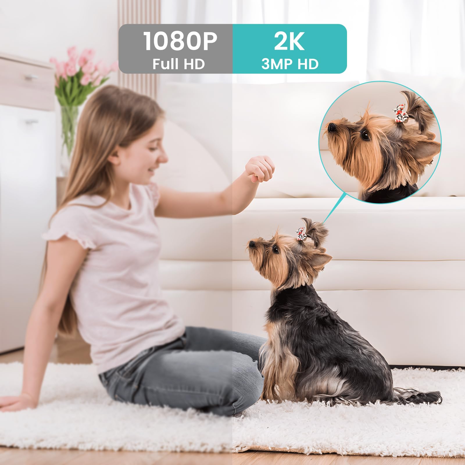 Litokam 2K Indoor Security Camera with Night Vision, Motion Detection & 2-Way Audio - WiFi Pet Camera for Home Monitoring, Works with Alexa & Phone App - Perfect for Baby, Pet & Home Security Surveillance