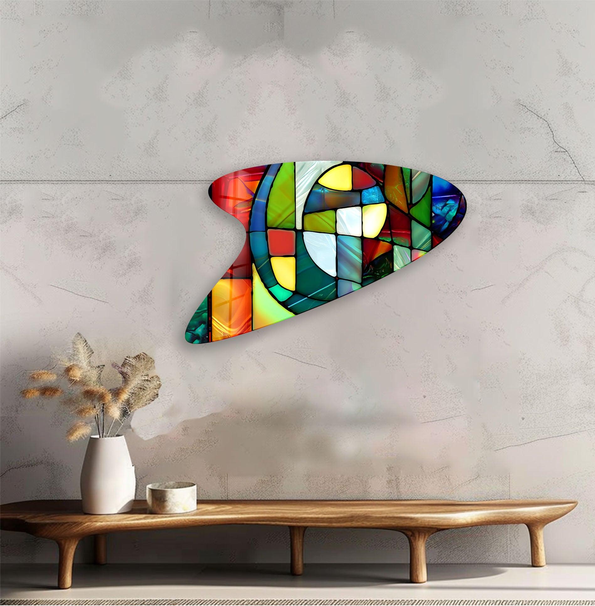Vibrant Stained Glass Wall Art - Handcrafted Irregular Mosaic Decor for Living Room, Bedroom & Office - Unique Home & Interior Design Accent