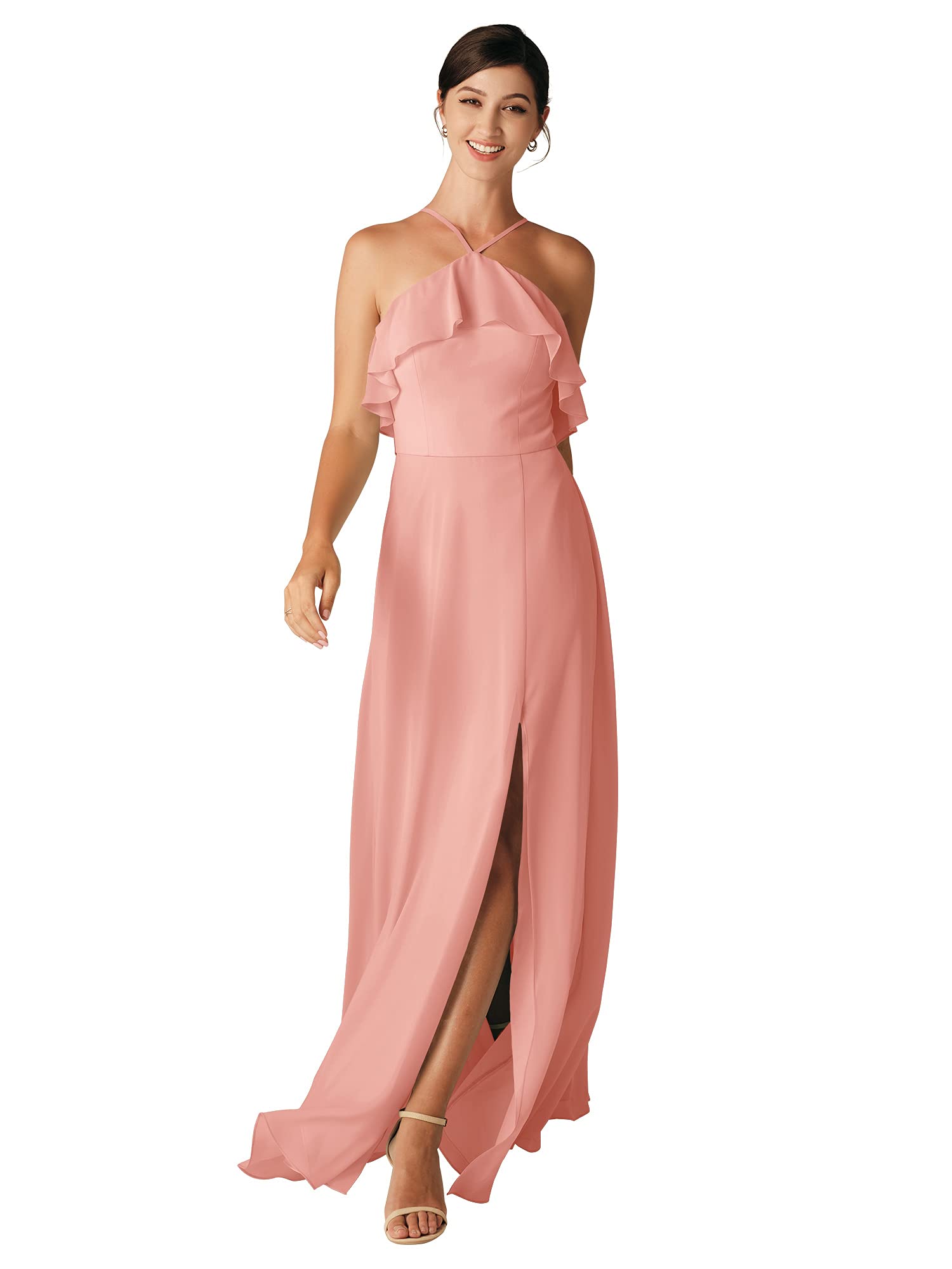 ALICEPUB Elegant Ruffled Chiffon Bridesmaid Dresses for Women - Long Formal Evening Gowns for Weddings, Prom, Cocktail Parties & Special Occasions