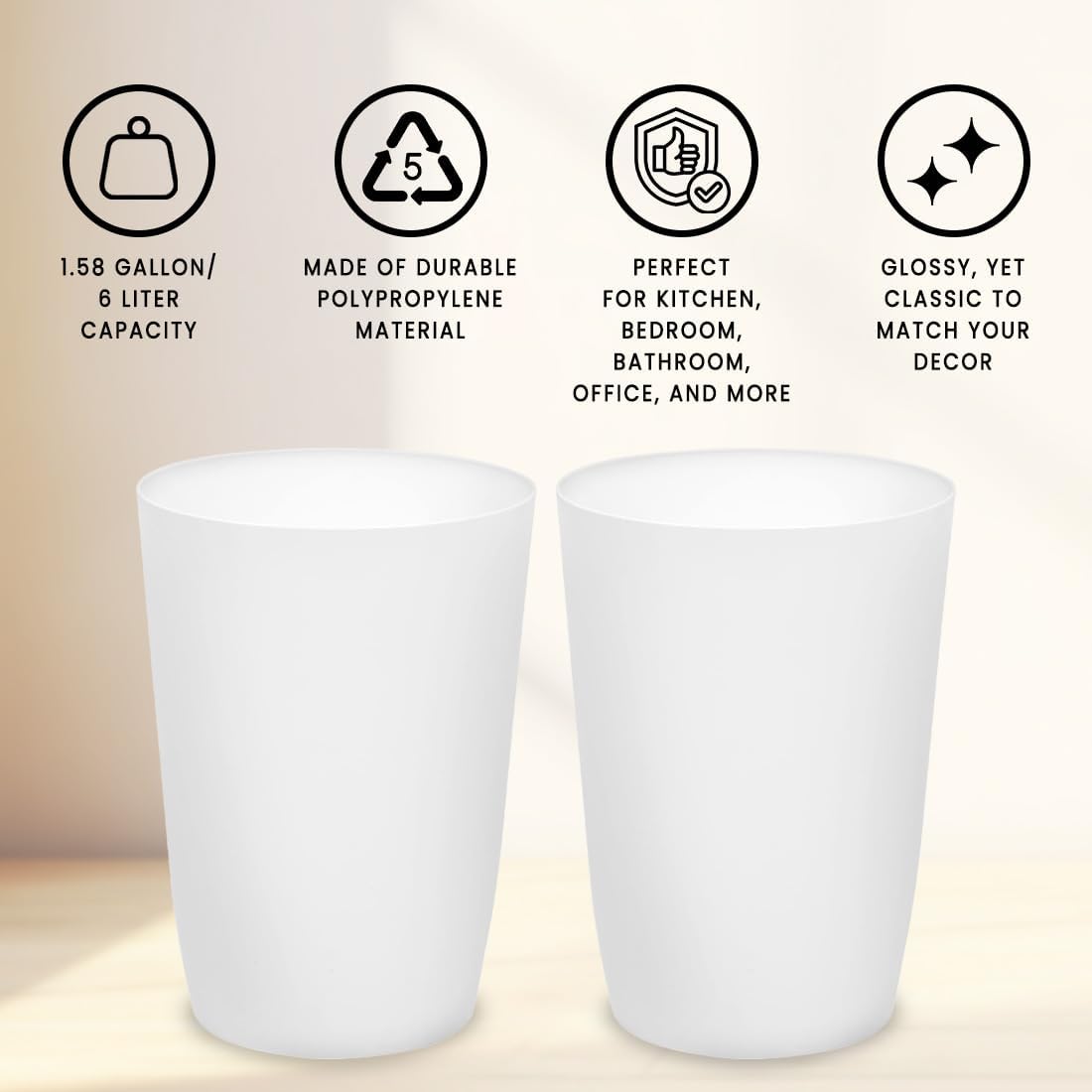 Compact Open-Top Trash Can for Kitchen, Bathroom & Office - 10.5