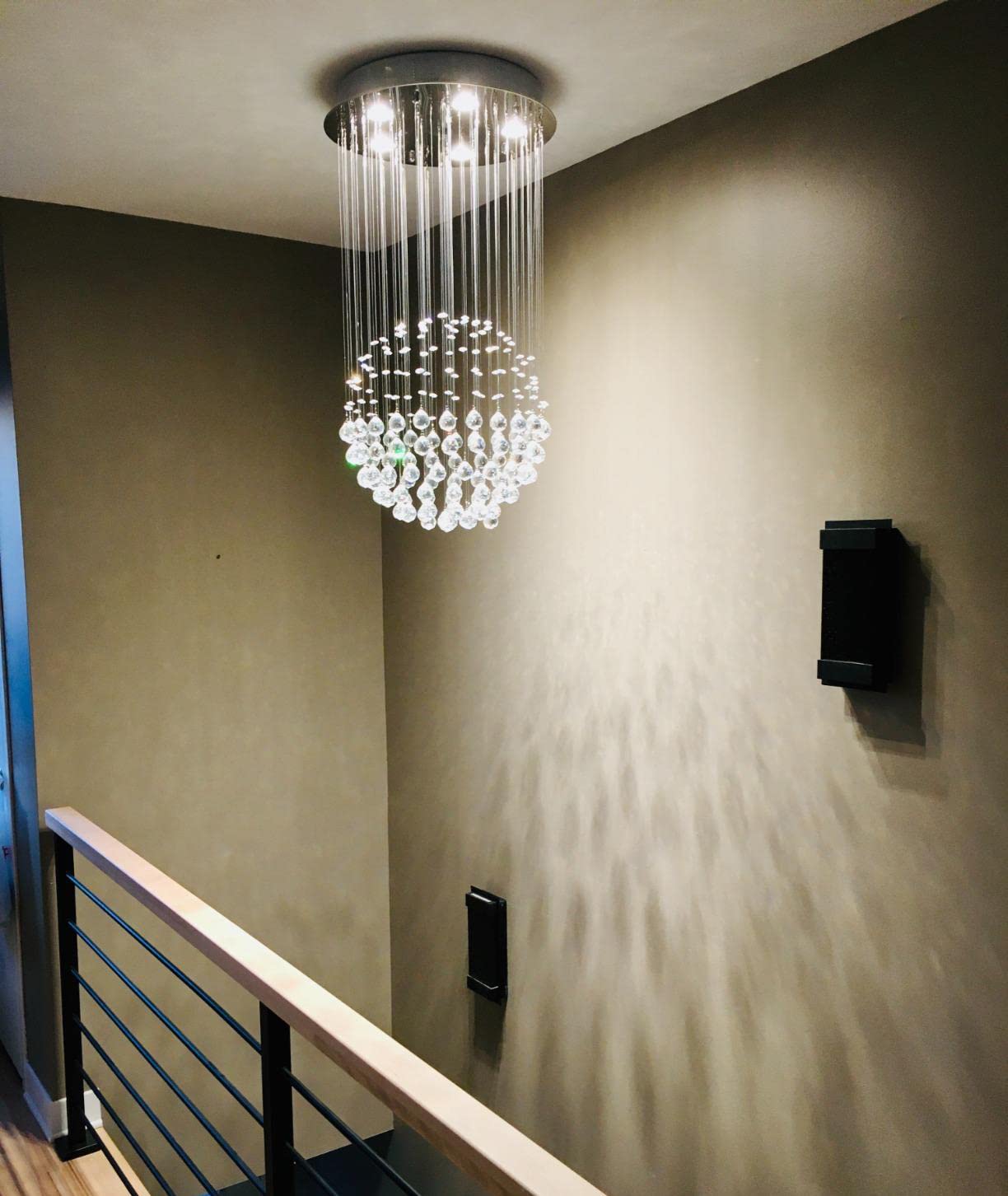 Modern Crystal Chandelier Lighting - Clear K9 Crystal Raindrop Ceiling Light Fixture, Luxurious Ball Flush Mount Light for Dining Room, Living Room, Hallway, Foyer & Entryway - 45cm Diameter x 80cm Height - Perfect for Home Decor, Wedding Venues & Luxury Interior Design