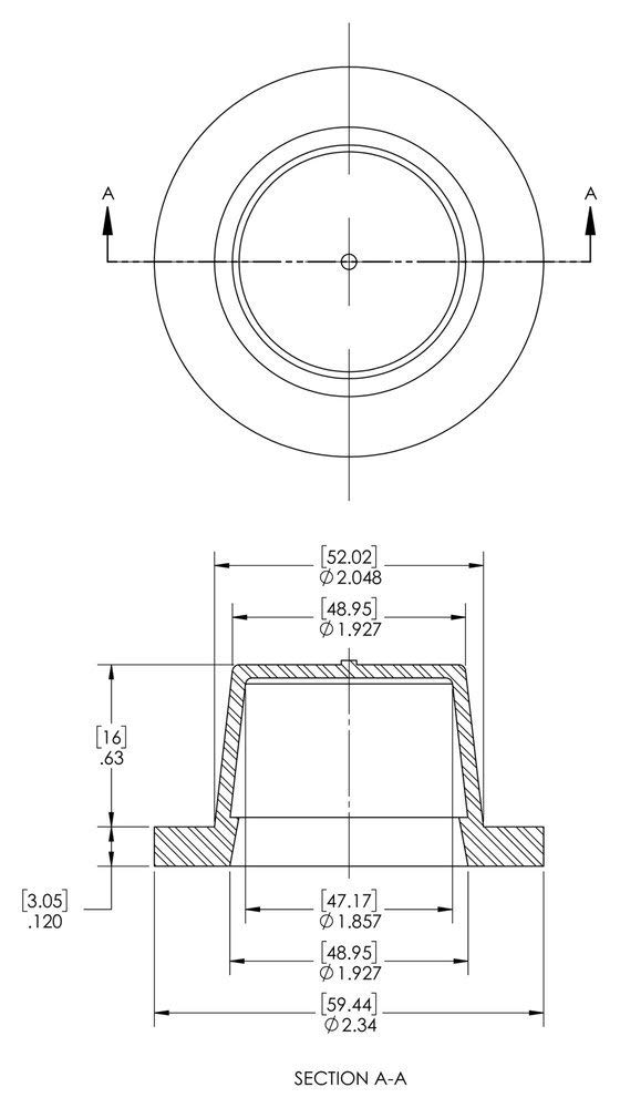 Caplugs WW-21 Plastic Tapered Cap & Plug with Wide Thick Flange - 200 Pack Yellow LD-PE, 1.857