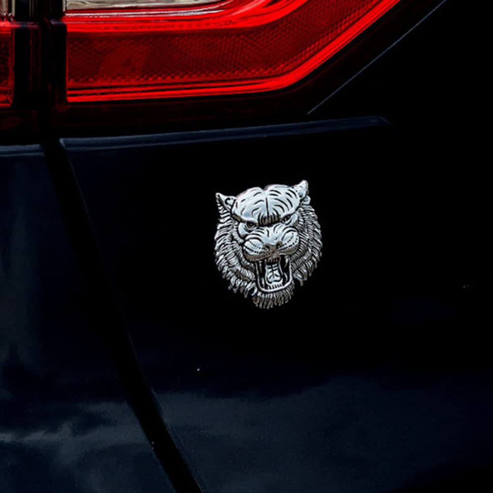 3D Zinc Alloy Tiger Head Metal Car Sticker - Funny Decorative Hood Decal for Cars, Trucks & Motorcycles | Anti-Scratch Vehicle Accessories for Personalization & Style Enhancement