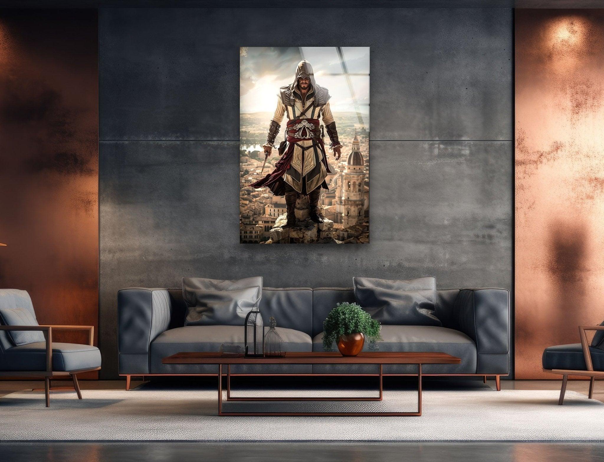 Assassin's Creed Movie Inspired Glass Wall Art Decor - Premium Tempered Glass Print for Home, Office, or Gaming Room - Perfect for Fans of Video Game and Action Movie Collectibles