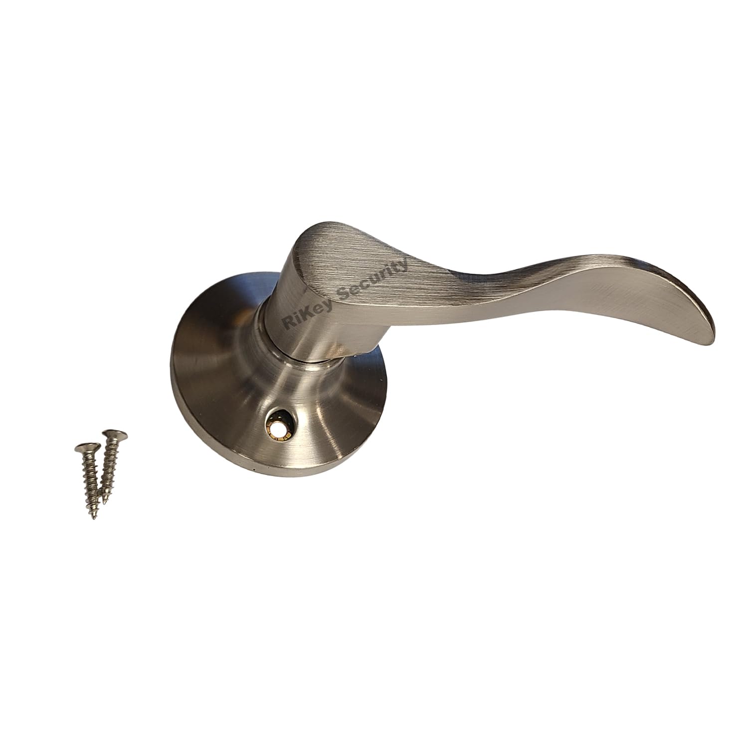 New Wave Style Dummy Closet Door Lock Lever Handle - Satin Stainless Steel (Left Hand) - Perfect for Bedrooms, Bathrooms & Kids' Safety