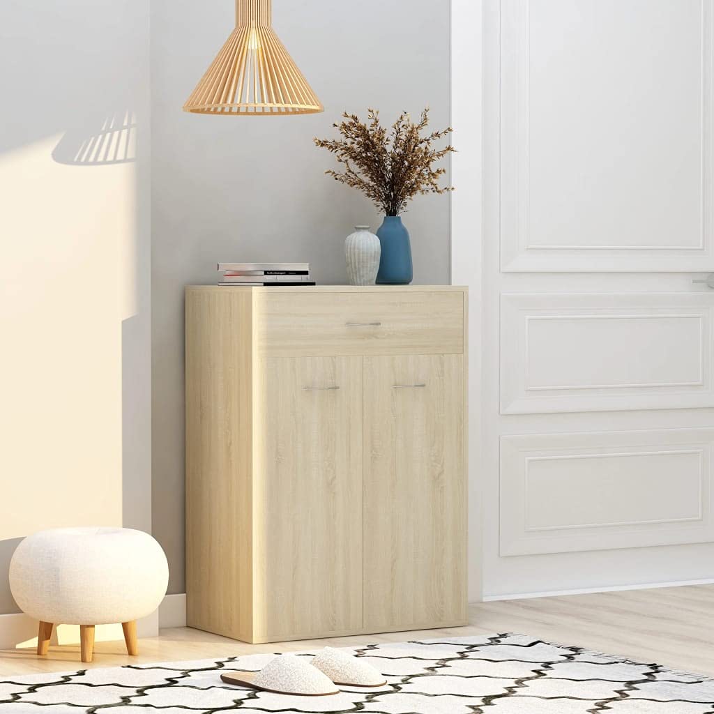 SOONHUA 4-Tier Shoe Cabinet with Wooden Door - Space Saving Entryway Storage Organizer, 23.6