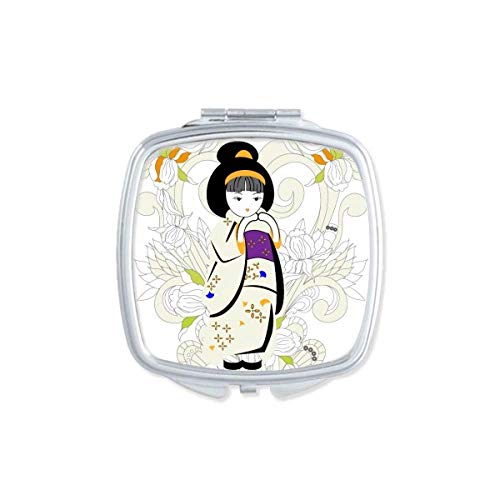 DIYthinker Japanese Kimono Girl Pattern Portable Compact Mirror - Double Sided Glass Makeup Mirror for Purse, Travel & Home Decor