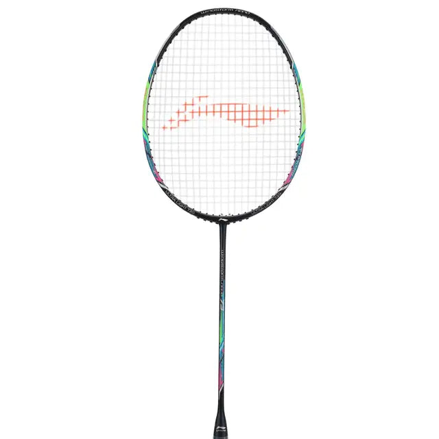 Li Ning Windstorm Nano 73 Black Prestrung Badminton Racket - Professional Carbon Fiber Shuttlecock Racquet for Smash & Defense | Perfect for Tournaments & Training | Made in China