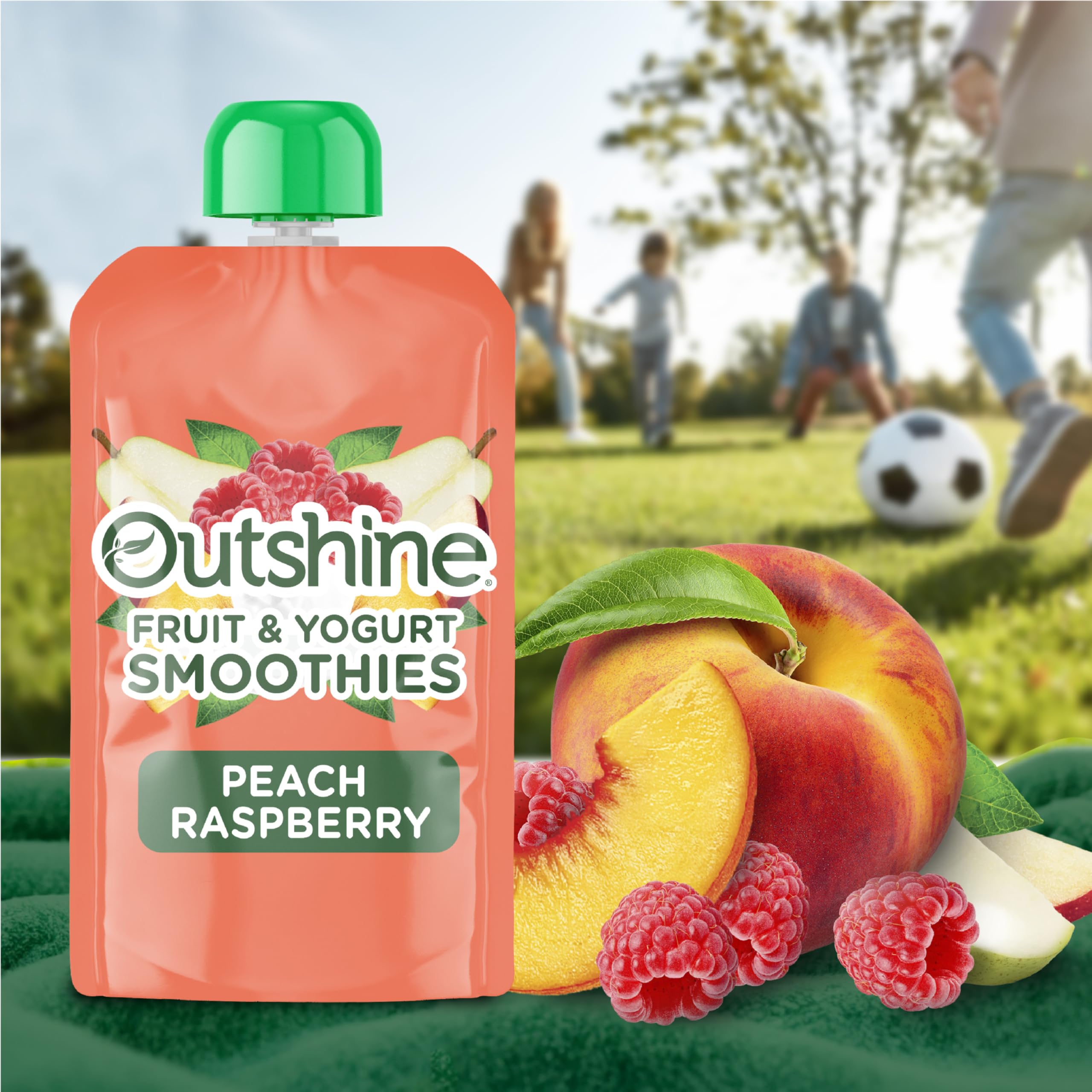 Outshine Fruit & Yogurt Smoothie Peach Raspberry - 24 Pack of 3.5oz Healthy Snack Pouches | On-The-Go Breakfast, Lunchbox Treat & Kids Snack | No Artificial Flavors, Gluten Free