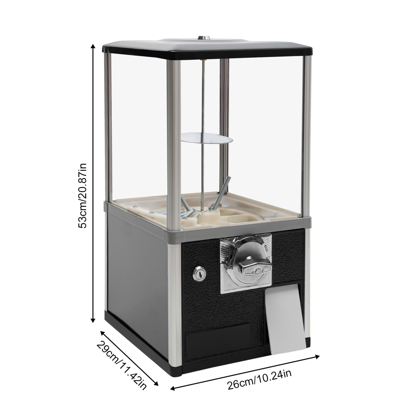 25-Cent Capsule Vending Machine - Commercial Large Capacity Gumball Dispenser for Arcades, Retail Stores & Amusement Parks | Perfect for Kids' Prizes, Toy Sales & Customer Attraction (Black)
