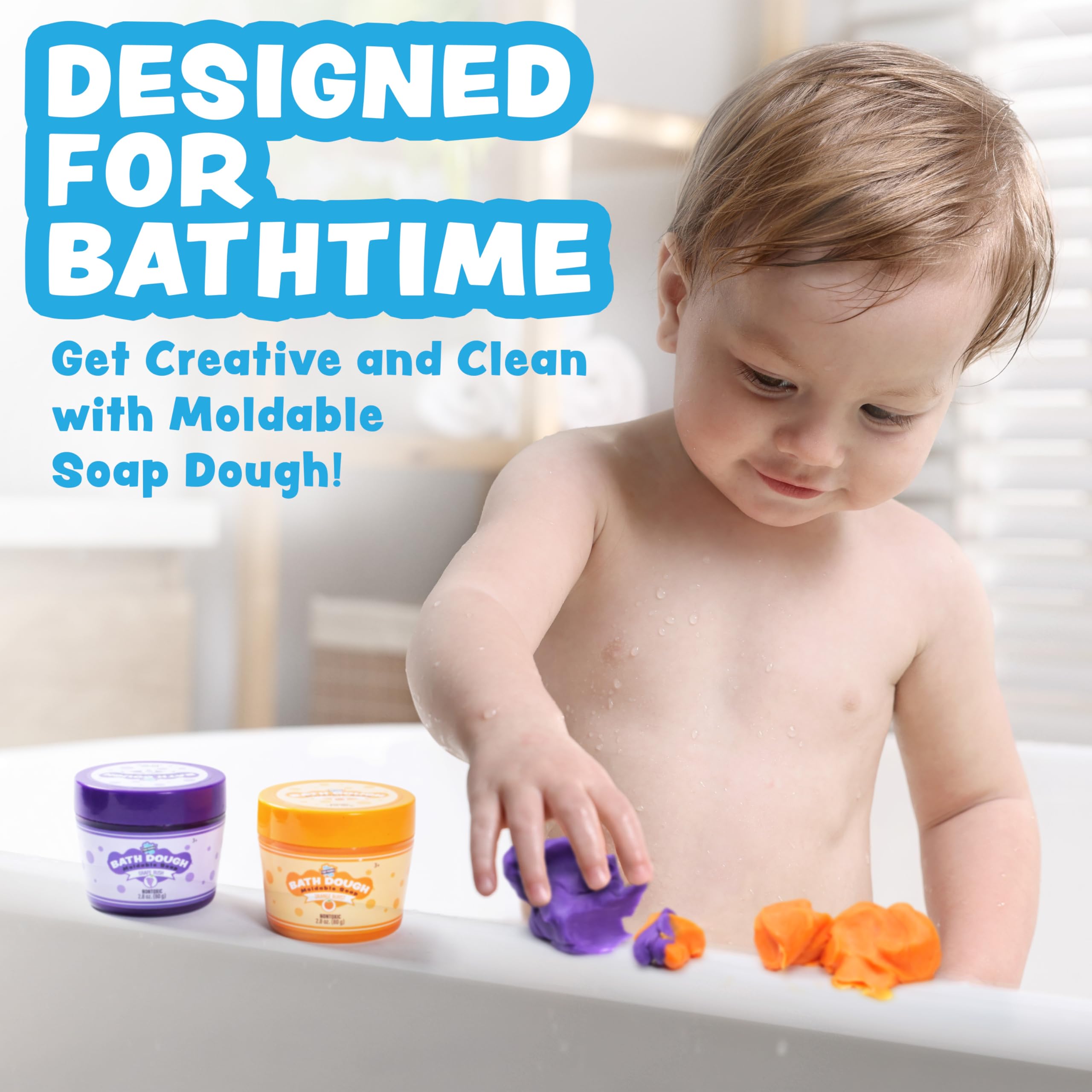 Tub Works® Bath Dough™ Moldable Kids Soap Bath Toy, 6-Pack | Shape, Mold & Create Bath Art with Soft Soap Dough | Sensory Bath Toys for Toddlers & Kids | Fun Bathtime Activity for Creative Play & Learning