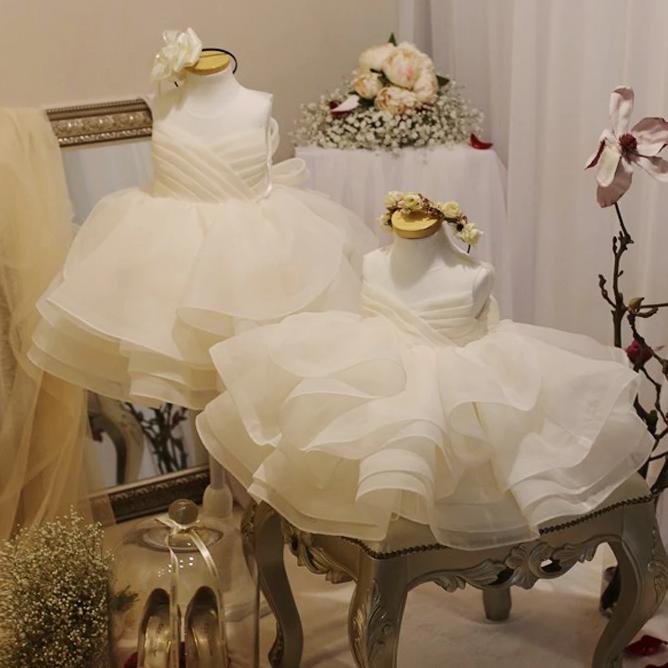 Baby Girl First Communion Dress - Elegant Puffy Mesh Princess Baptism Gown for Toddlers | Perfect for Summer Weddings, Christenings & Special Occasions