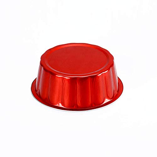 KitchenDance 8 oz Disposable Aluminum Cake Pans - 500 Pack of Red Mini Dessert Pans Without Lids for Baking, Cupcakes & Party Treats | Perfect for Home Baking, Birthday Parties & Catering Events