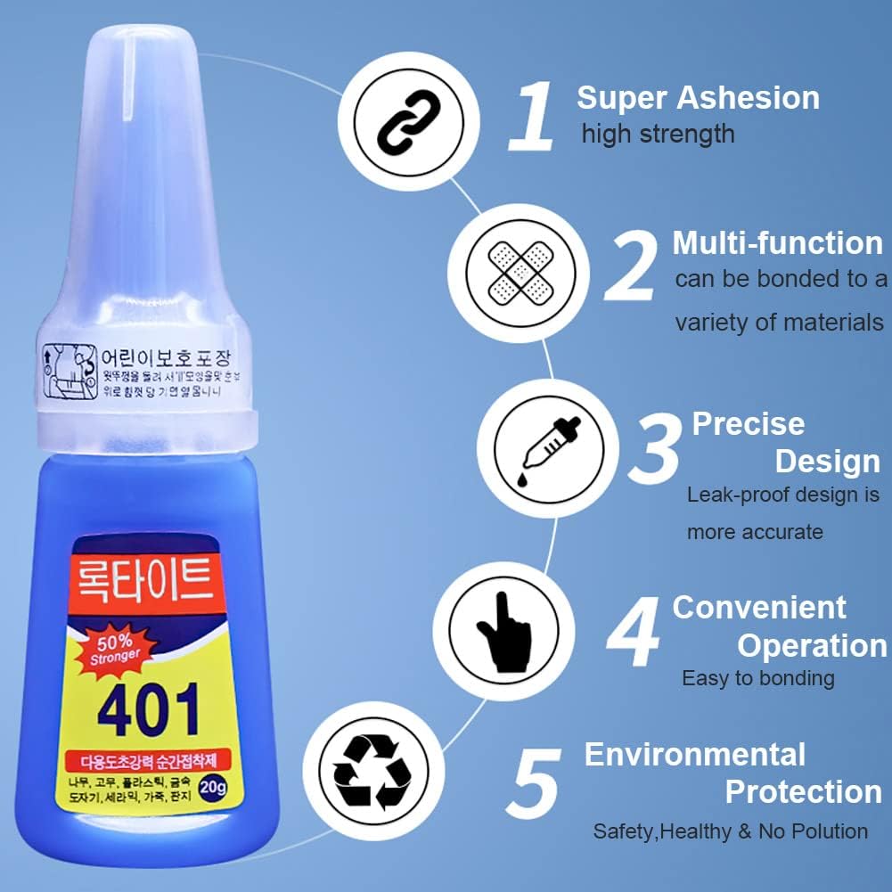 Rubyface Nail Glue 401 - Professional Strength Super Glue for Artificial & Fake Nails | 20g Nail Art Adhesive | Perfect for Acrylic, Gel & Press-On Nail Extensions