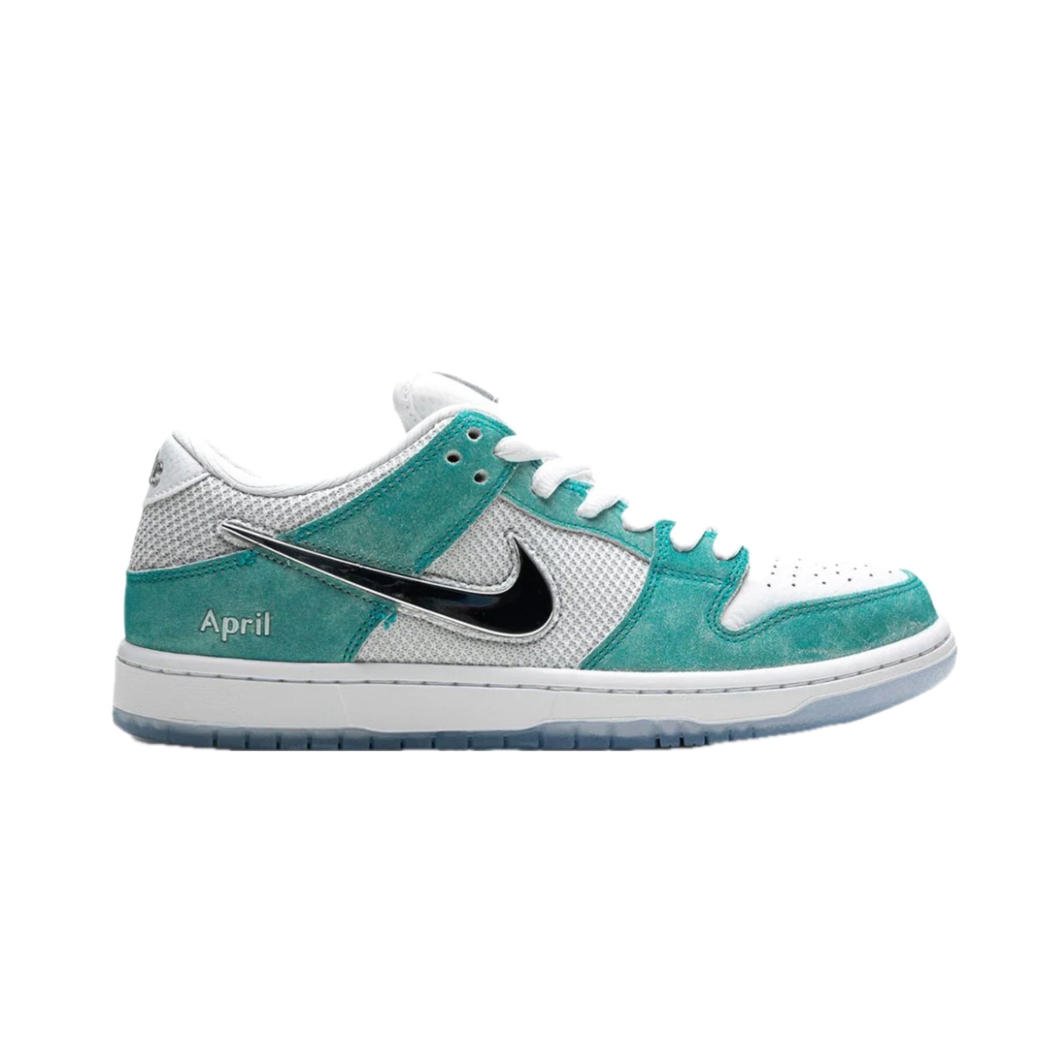 Nike SB Dunk Low April Skateboards Sneakers - Turbo Green & Metallic Silver - Men's Skateboarding Shoes for Streetwear & Casual Wear