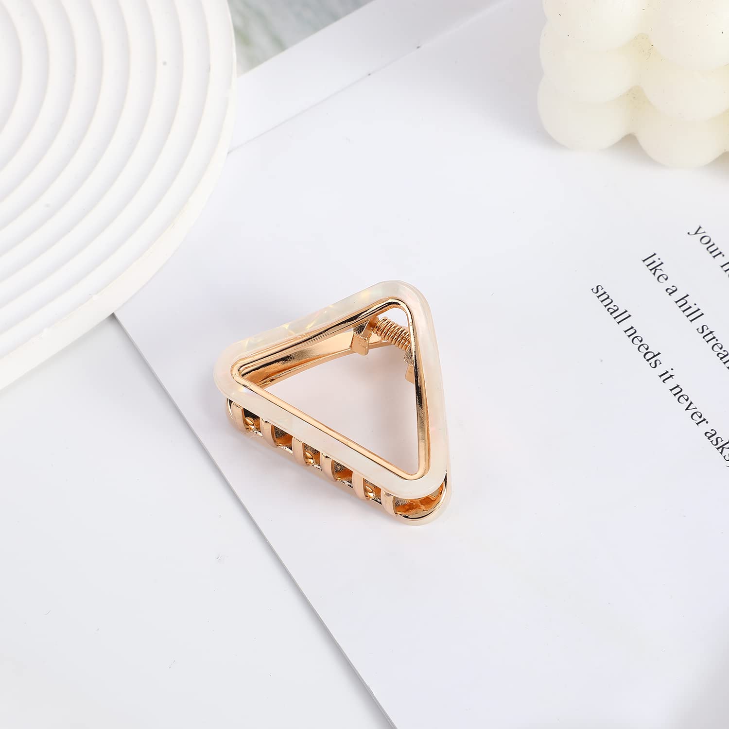 Stylish Metal Hair Claw Clips for Women - 3 Pack Medium Size for Thick Hair (Acetic Acid, Pearl & Glossy Finish) - Perfect for Updos, Ponytails & Everyday Hairstyles