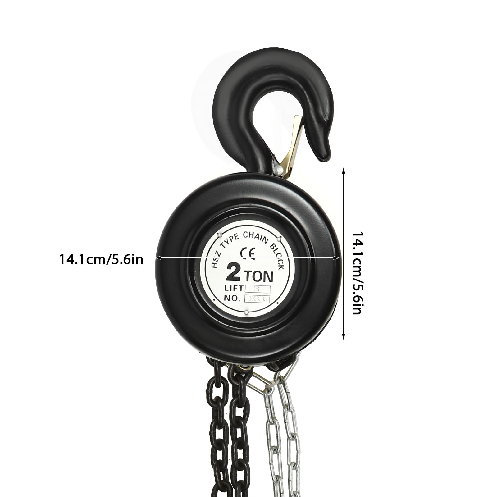 2 Ton Manual Chain Hoist - 4409lbs Capacity Round Hand Chain Hoist with 10ft Lift Height | Heavy Duty Lifting Tool for Warehouse, Construction, Automotive & Industrial Use | Black Drop Chain for Machinery, Equipment & Building Maintenance