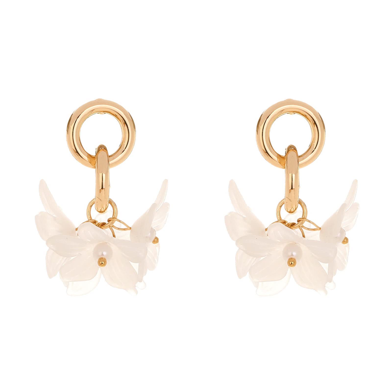 Japanese Korean Style Fresh Wild Round Double Ring Pendant Resin Flower Earrings for Women - Boho Chic Dangle Earrings for Party, Wedding & Daily Wear