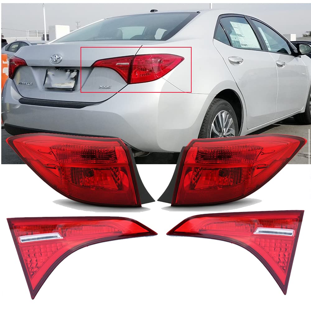 **2017-2018-2019 Toyota Corolla Sedan SE/XSE/XLE Tail Light Assembly – All Red Brake Lights Replacement (Driver & Passenger Side) – Compatible with Part #8159002A60, TO2802136 – Perfect for Night Driving & Enhanced Safety**