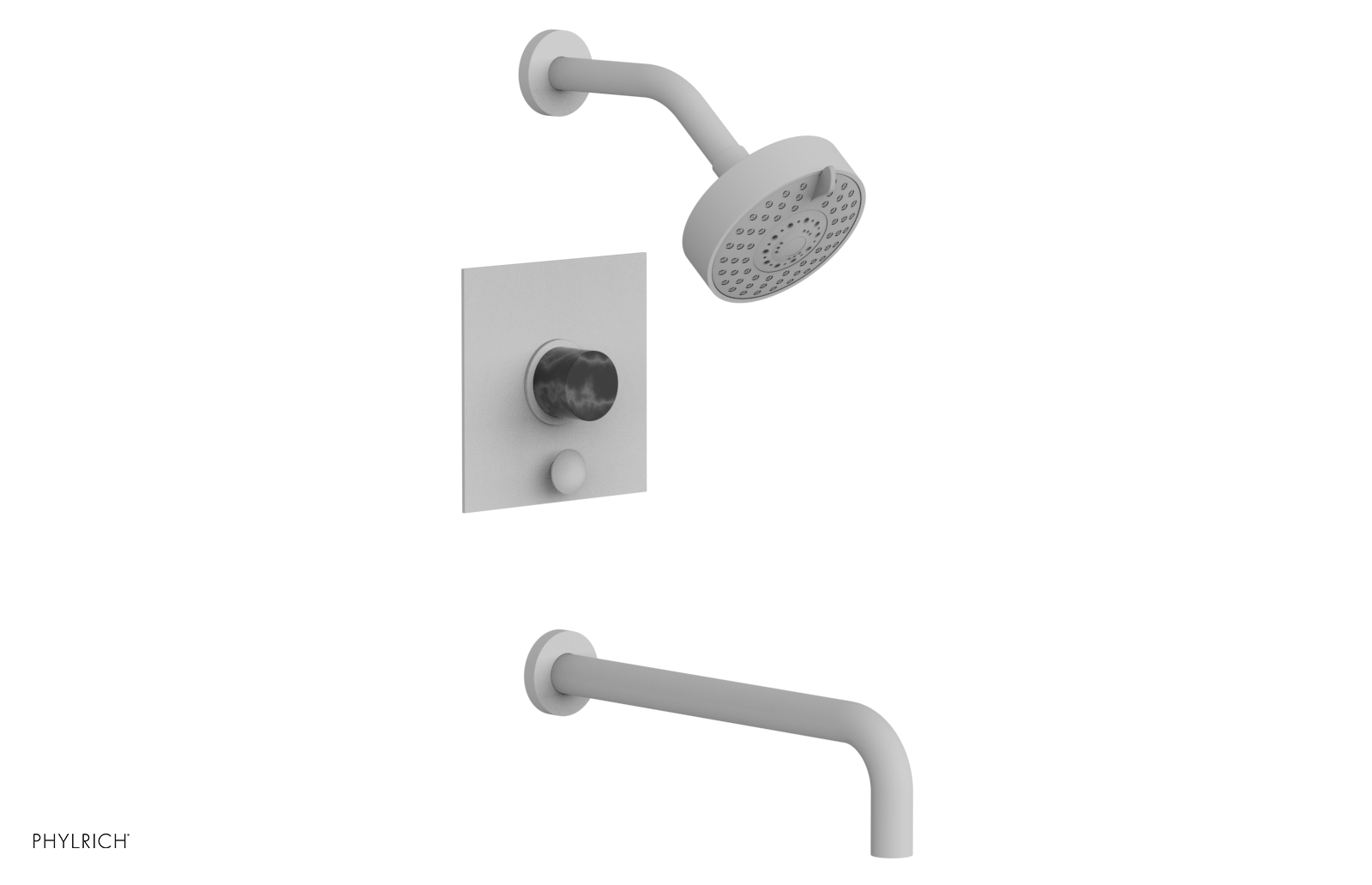 BASIC II 12 Pressure Balance Tub and Shower Set - Black Marble Finish (230S 28 12) | Perfect for Modern Bathroom Renovations & Spa-Like Showers