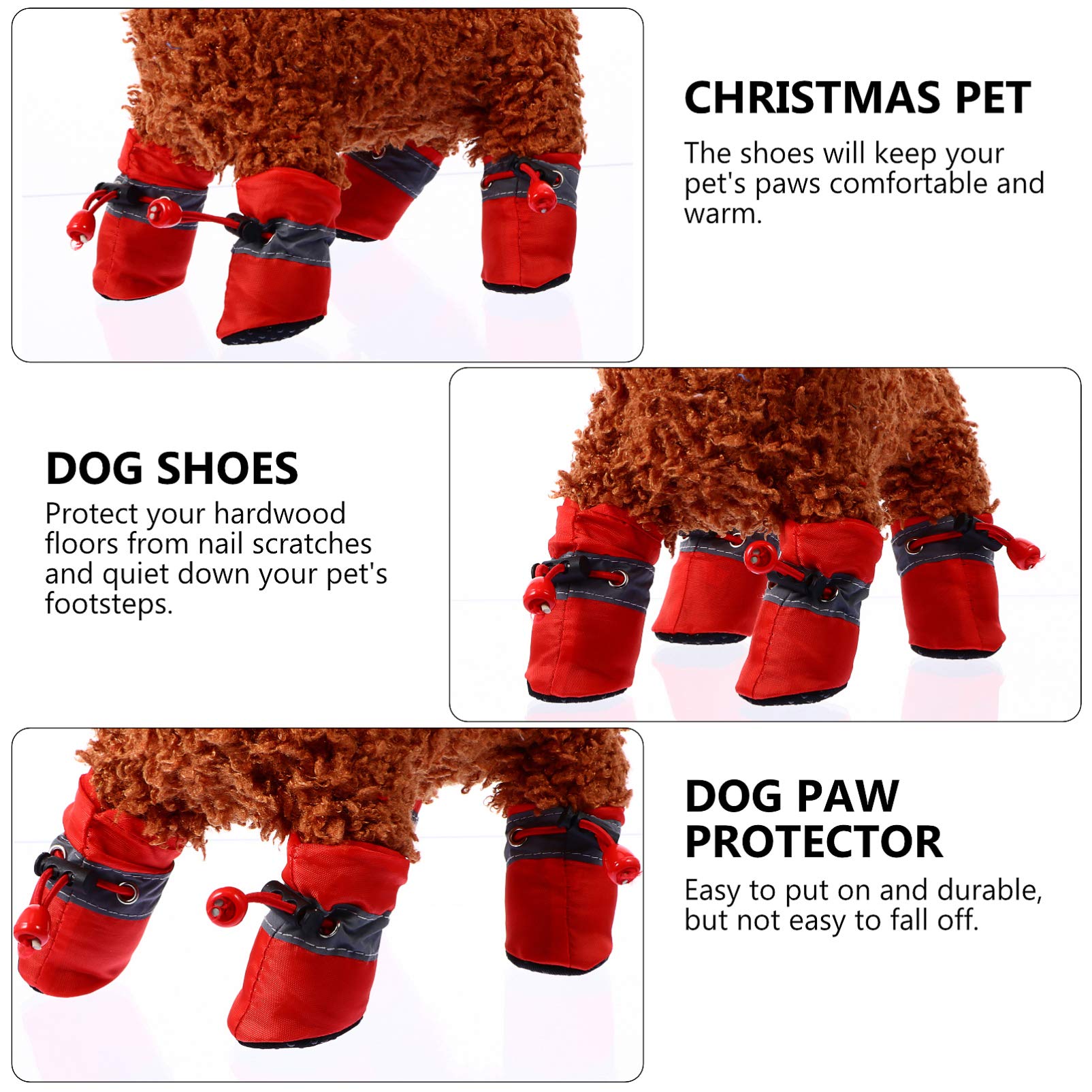 Balacoo 4PCS Christmas Pet Shoes - Waterproof Dog Boots for Outdoor Walking, All-Weather Puppy Paw Protectors, Non-Slip Dog Socks for Small Dogs & Cats - Perfect for Rain, Snow & Holiday Festivities