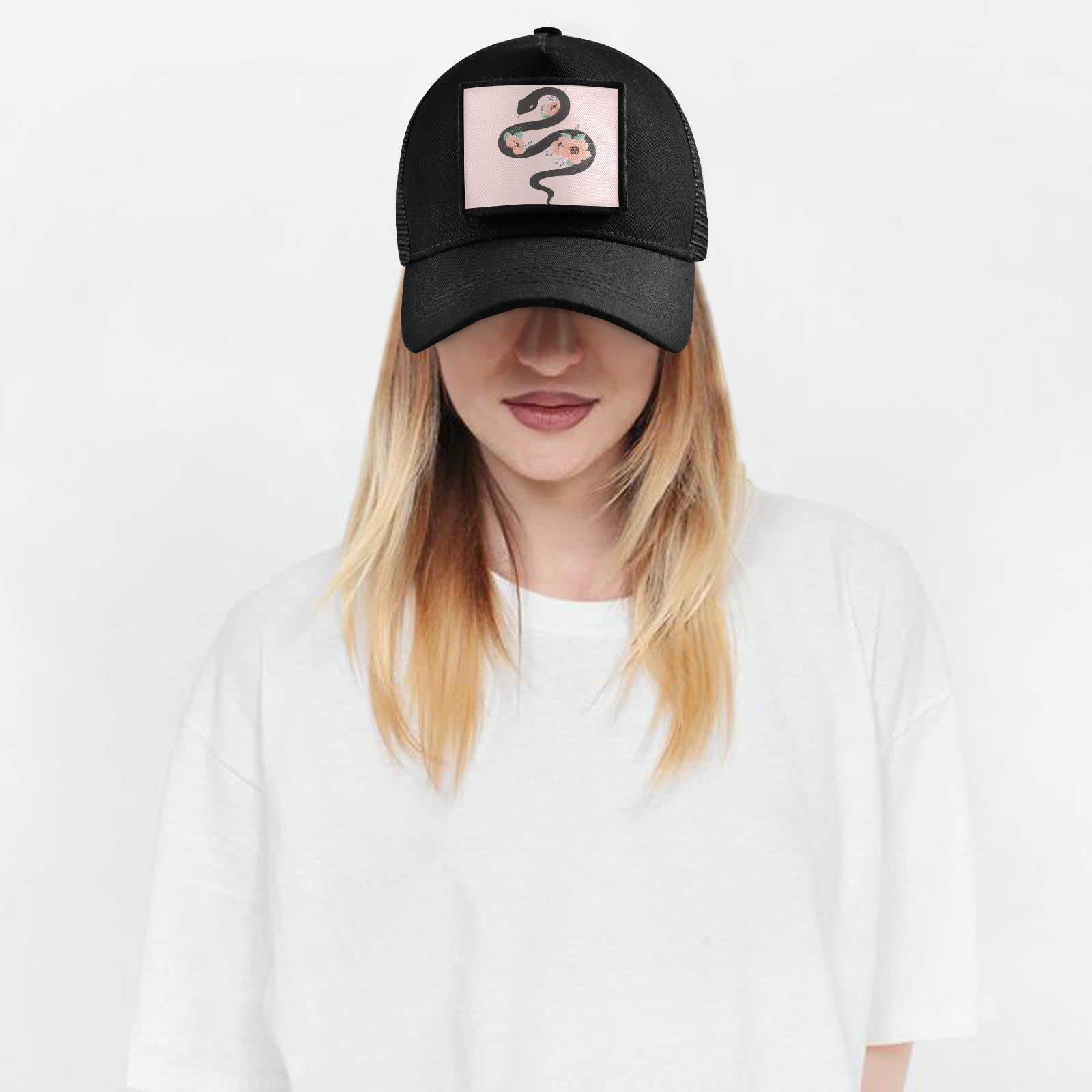 Hand Drawn Snake Baseball Cap for Men & Women - Low Profile Military Style Army Hat - Unisex Black Fashion Hat for Casual Wear, Outdoor Activities & Street Style