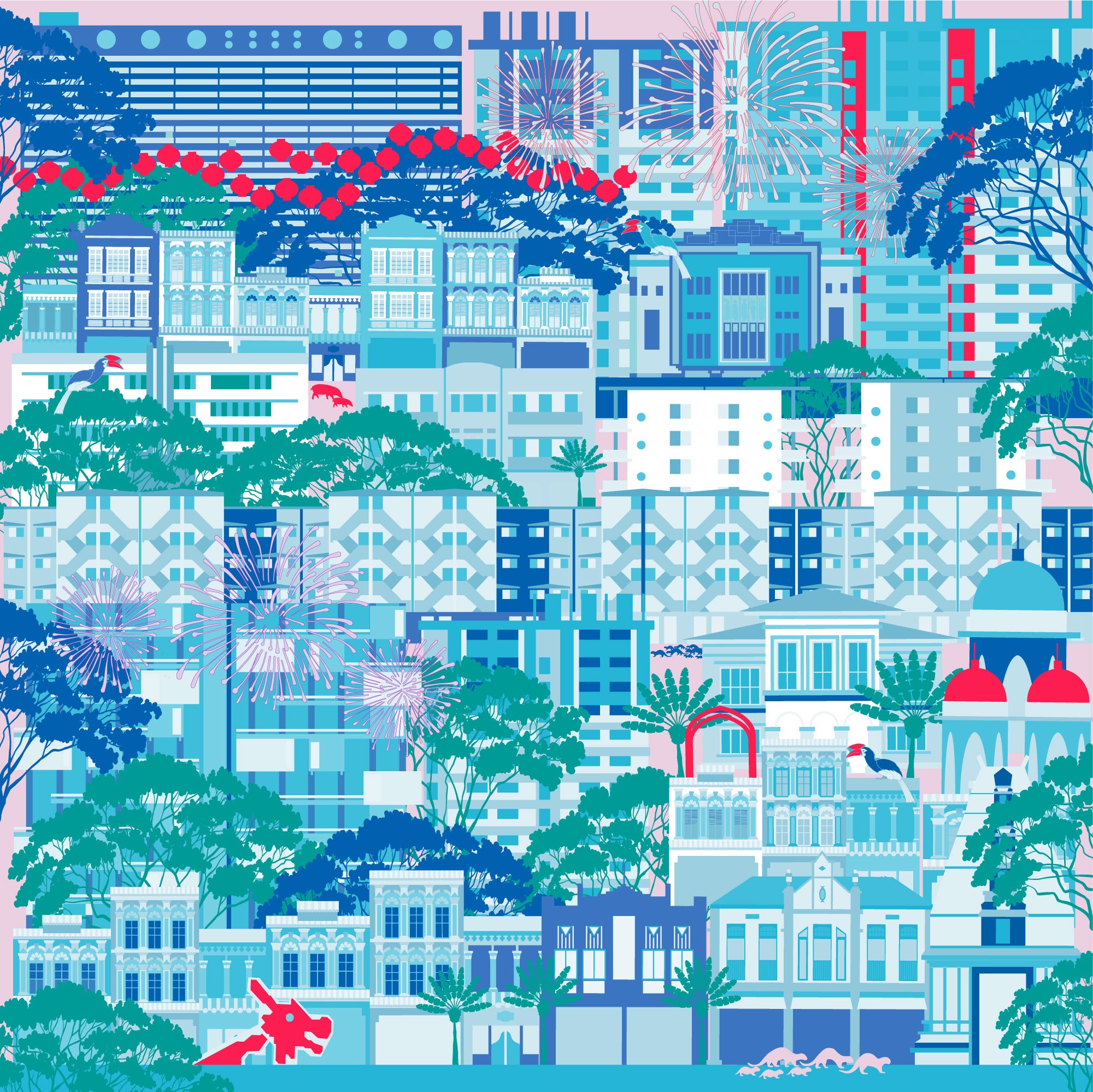 Elegant A City in a Garden Silk Scarf - Luxury Fashion Accessory for Women, Perfect for Office, Party & Travel