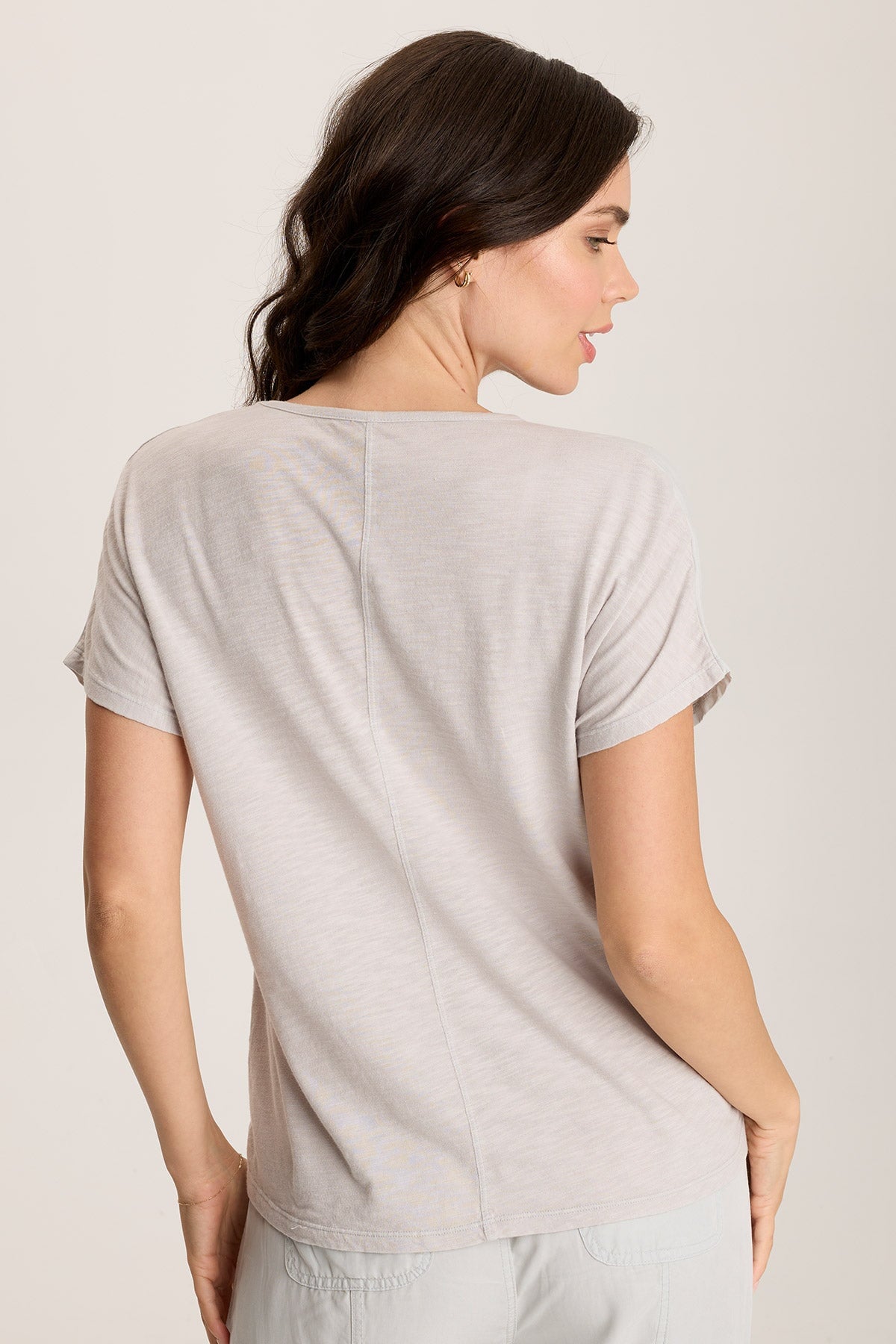 Jolina Women's Twill V-Neck Embroidered T-Shirt - Casual Short Sleeve Top for Everyday Wear, Work & Outings