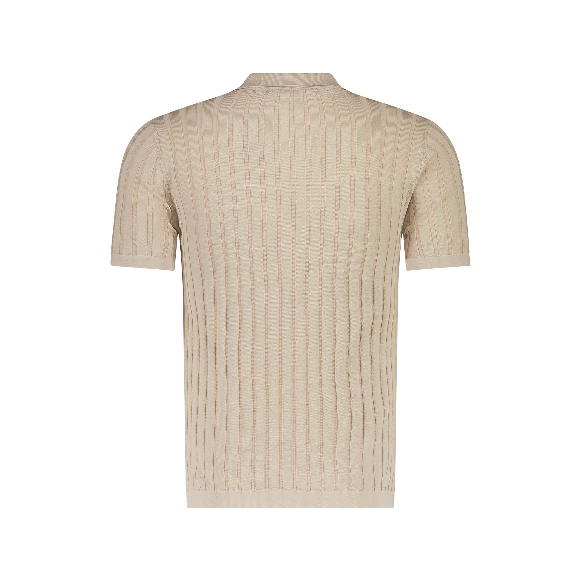 FRADI Men's Short Sleeve Ribbed Polo Shirt - Comfortable Cotton Blend Casual Top for Summer, Office & Outdoor Activities - Beige