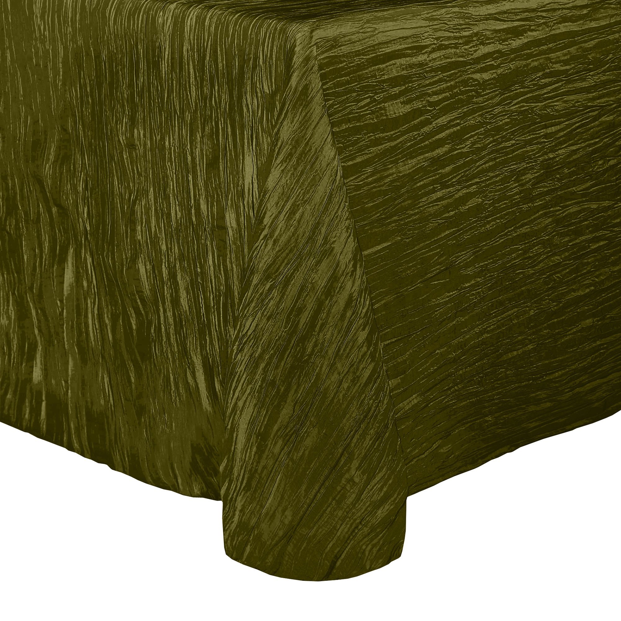 Delano 50 x 108-Inch Oval Crinkle Taffeta Tablecloth in Moss Green - Premium Textile for Dining Room, Wedding, and Party Decor